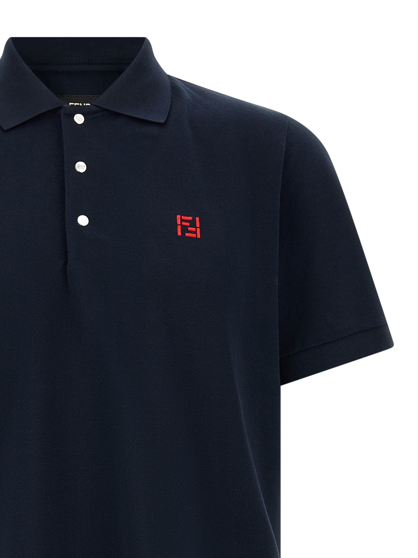 Fendi Blaues Baumwoll-Polohemd