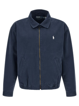 Polo Ralph Lauren Blaue Baumwolljacke in voller Länge