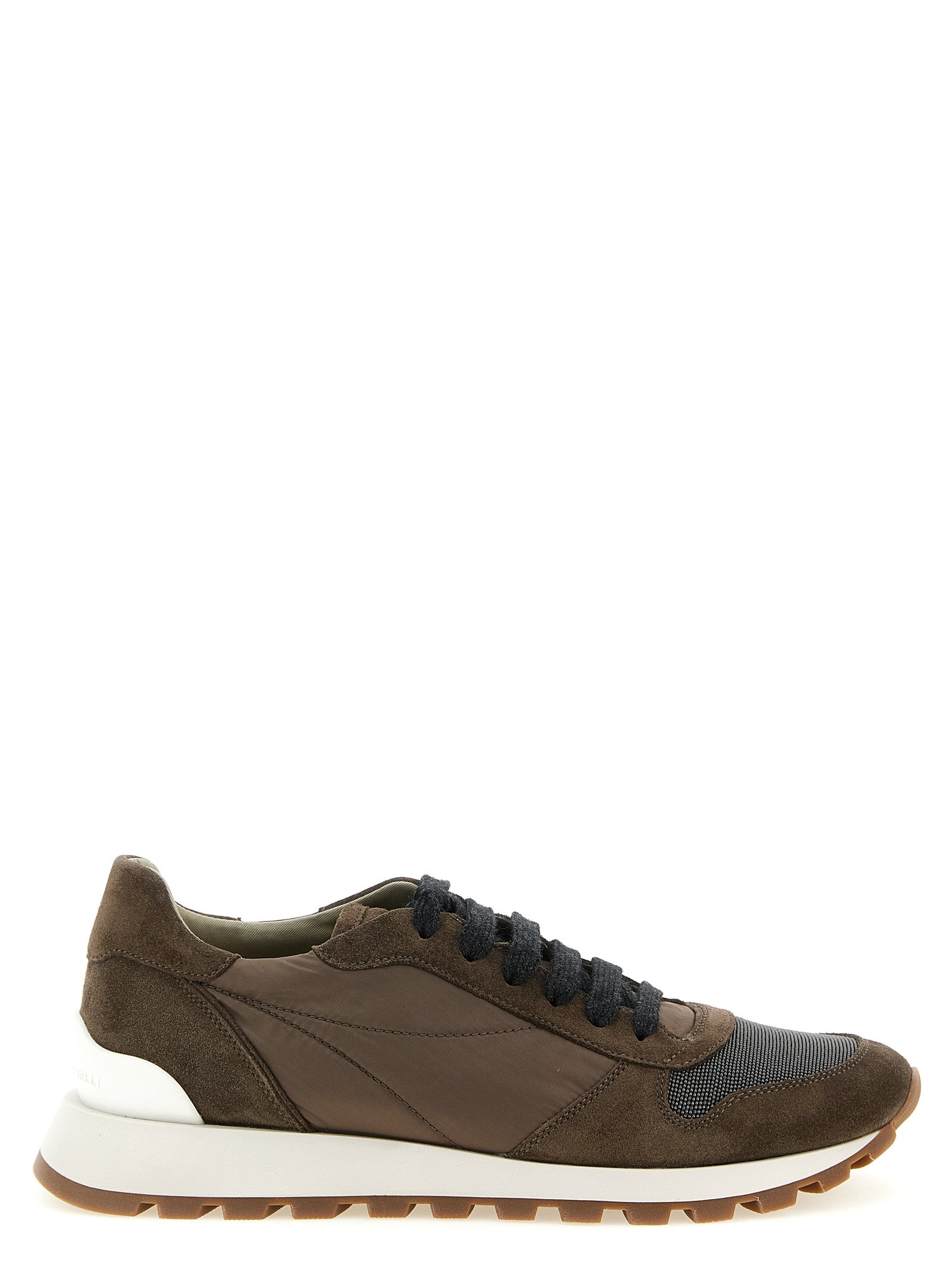 Brunello Cucinelli Zweifarbige Kalbsleder-Sneaker im Athletic-Stil
