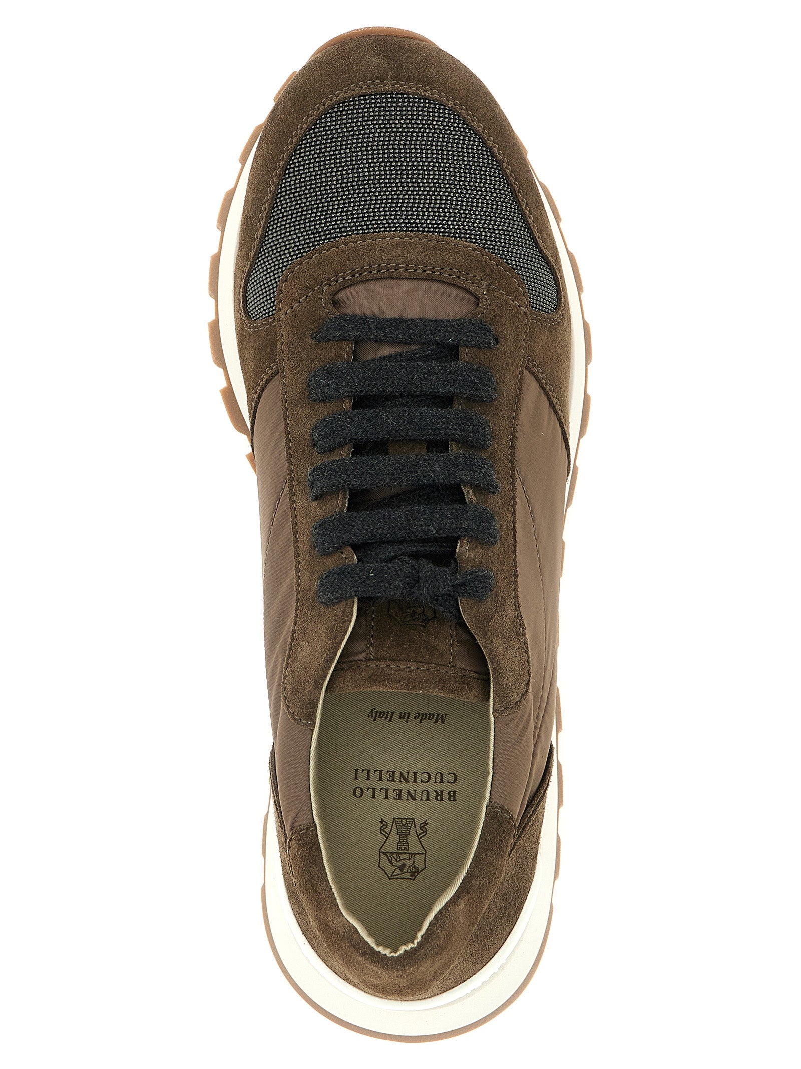 Brunello Cucinelli Zweifarbige Kalbsleder-Sneaker im Athletic-Stil