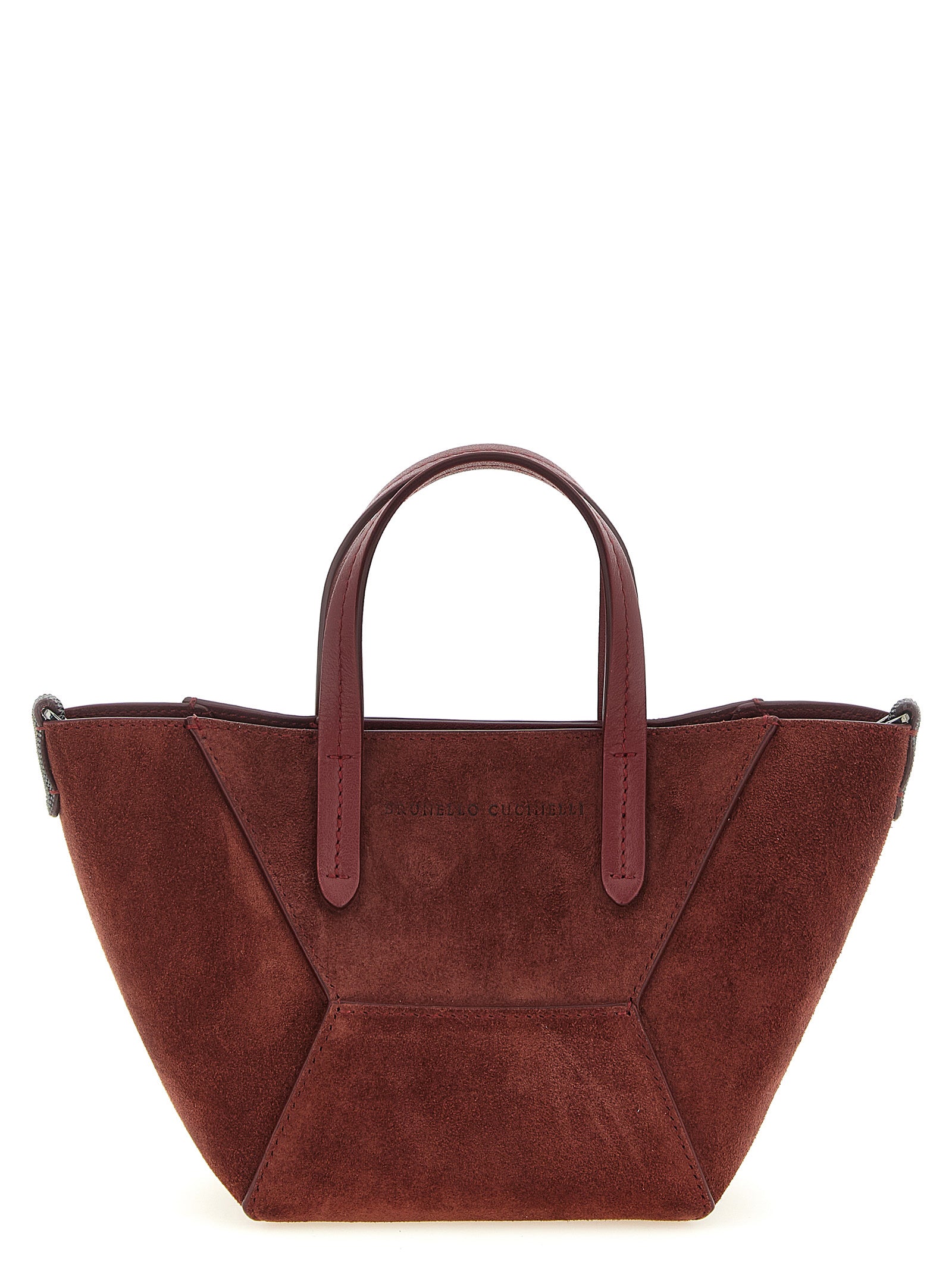 Brunello Cucinelli Handtasche aus bordeauxrotem Kalbsleder