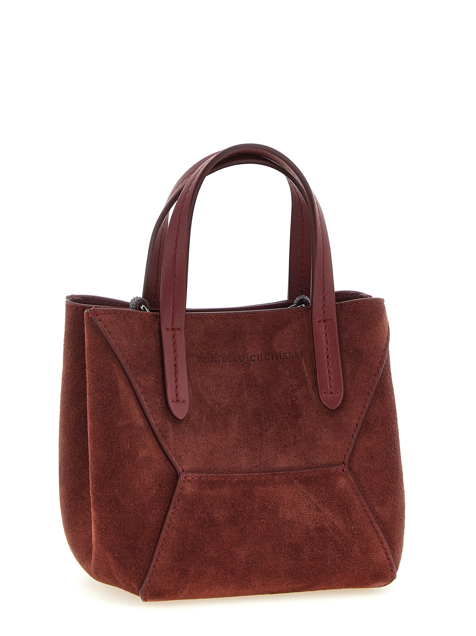Brunello Cucinelli Handtasche aus bordeauxrotem Kalbsleder