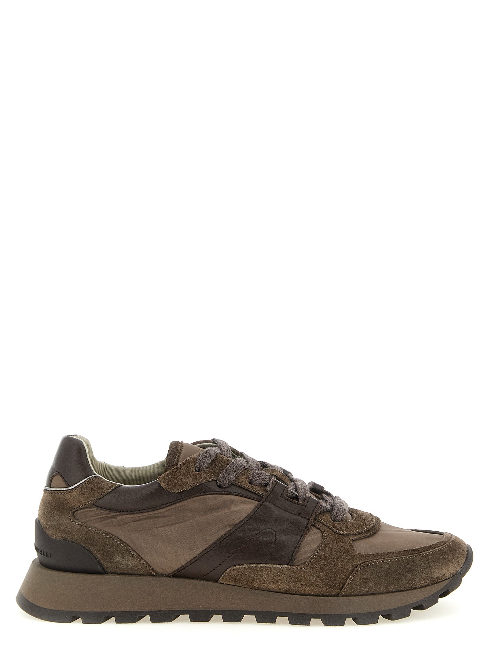 Brunello Cucinelli Zweifarbige Kalbsleder-Sneaker im Athletic-Stil