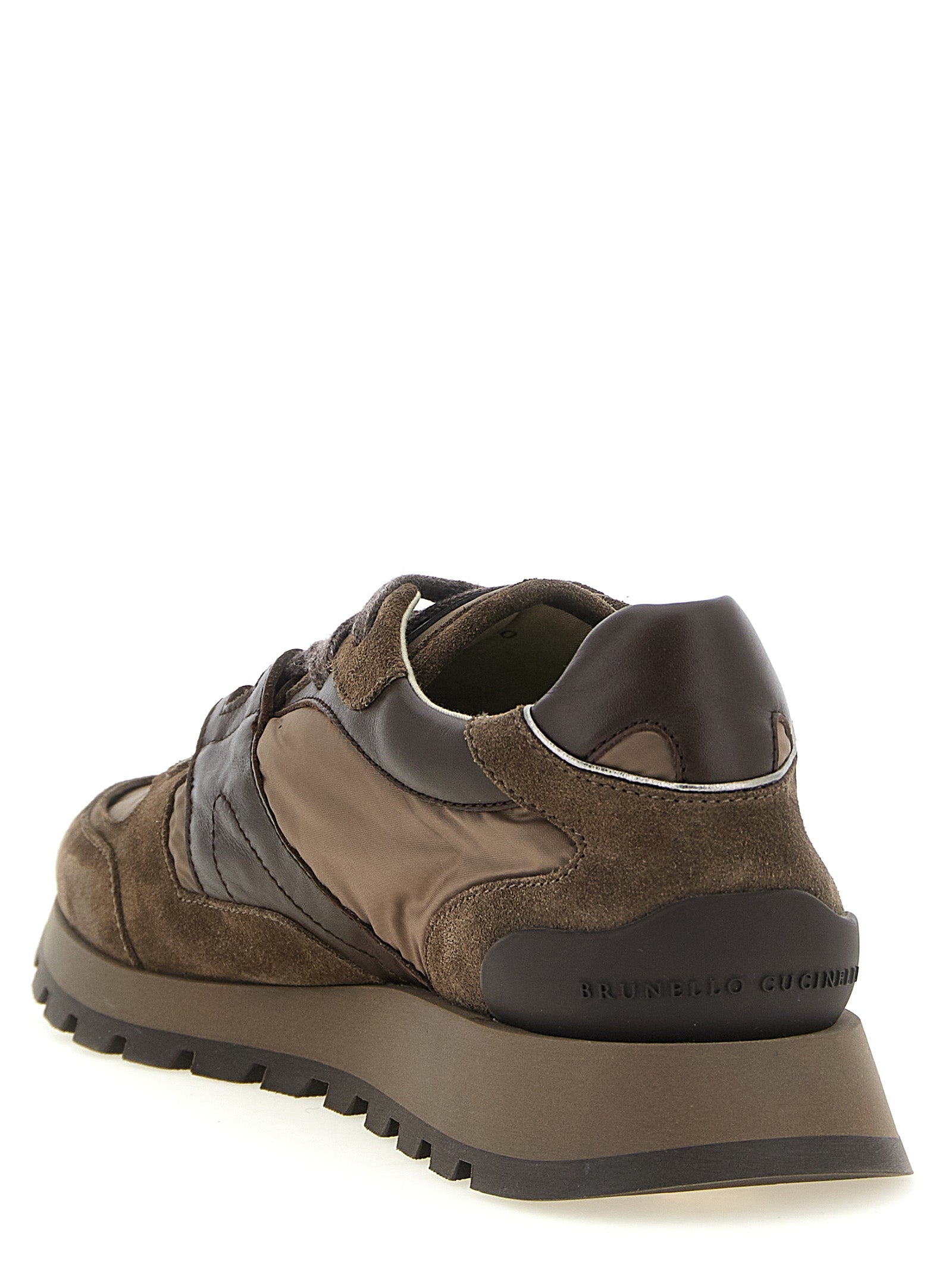 Brunello Cucinelli Zweifarbige Kalbsleder-Sneaker im Athletic-Stil
