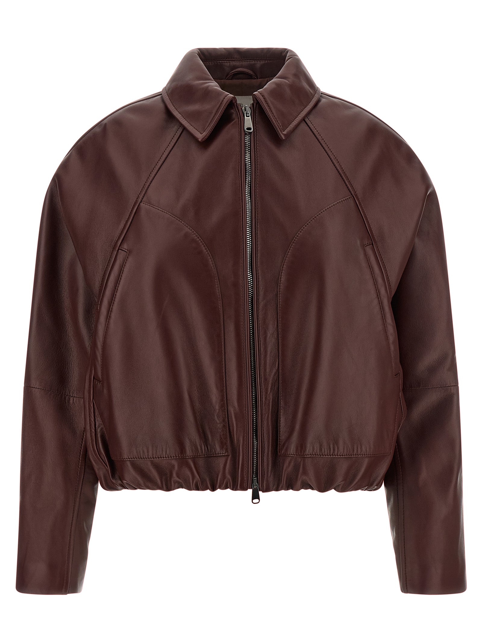 Brunello Cucinelli Bordeaux Kalbslederjacke