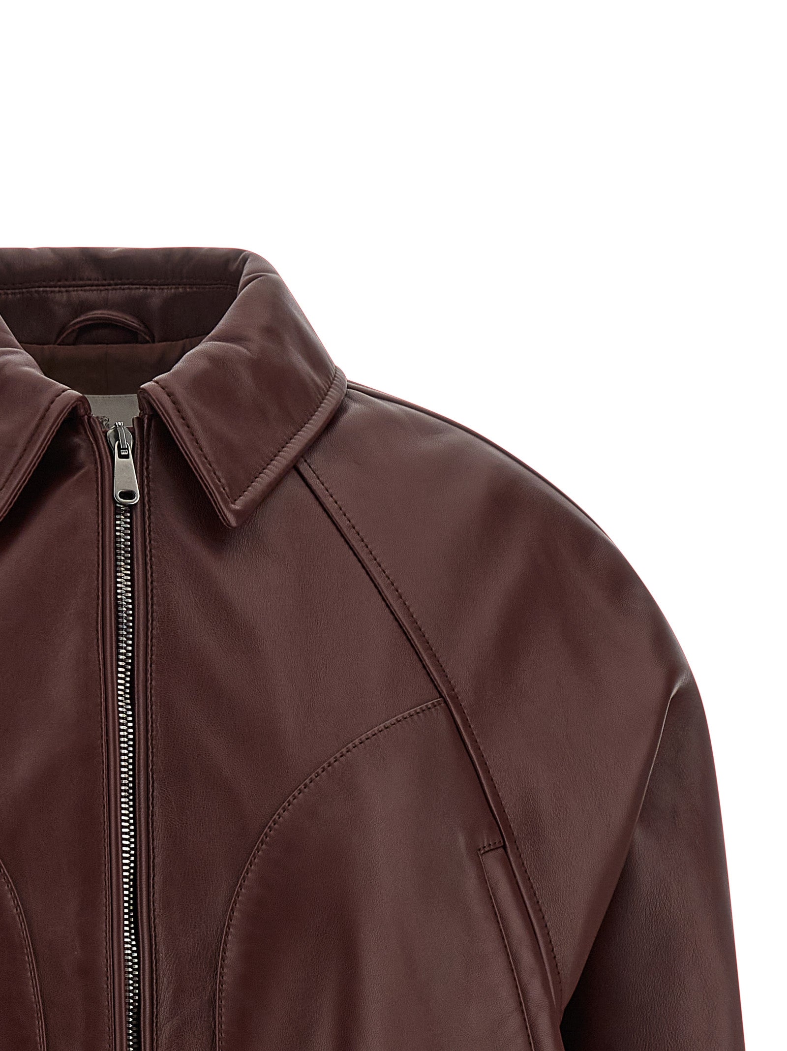 Brunello Cucinelli Bordeaux Kalbslederjacke