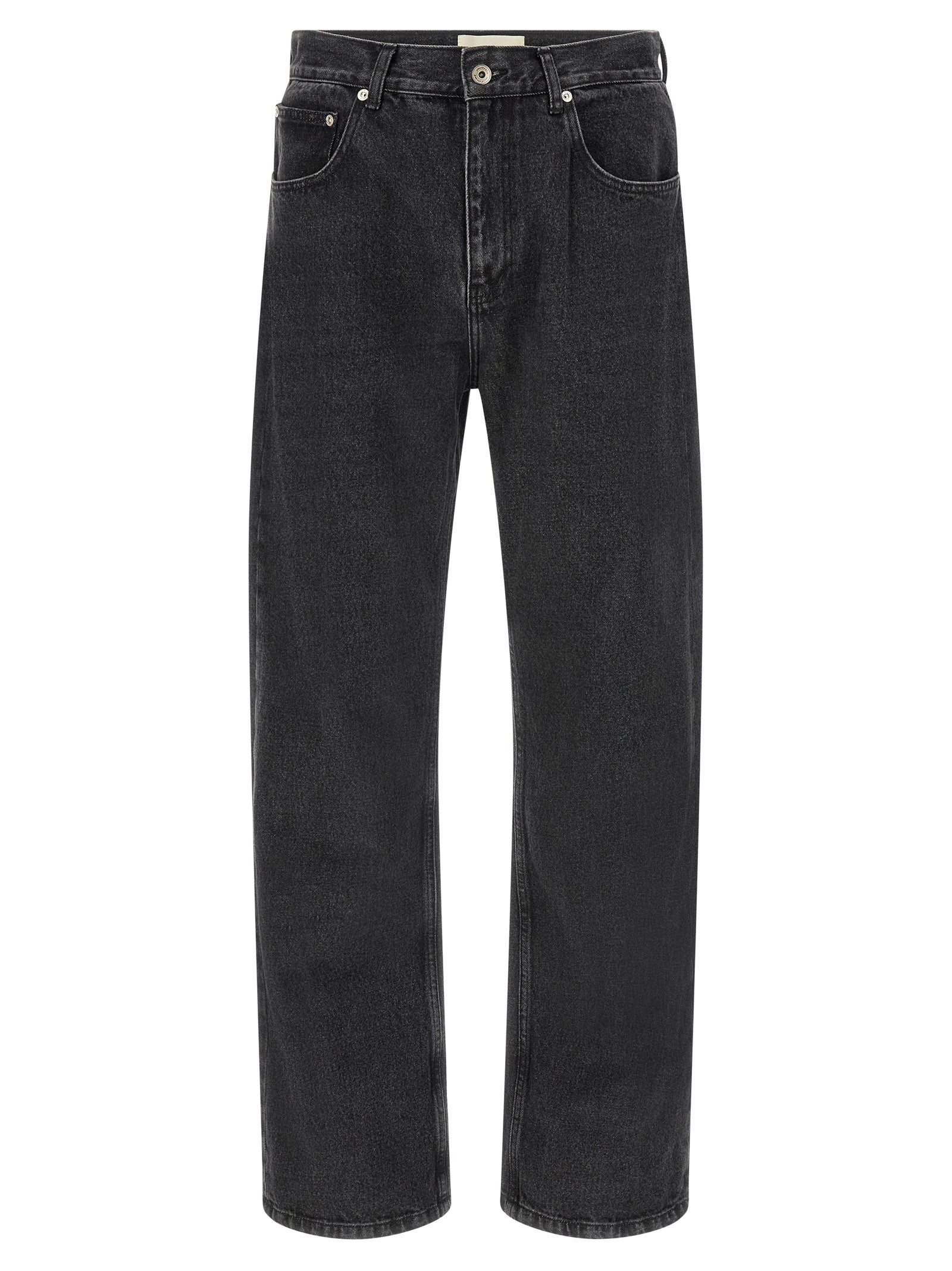 SECOND/LAYER Schwarze Baumwoll-Jeans mit geradem Bein