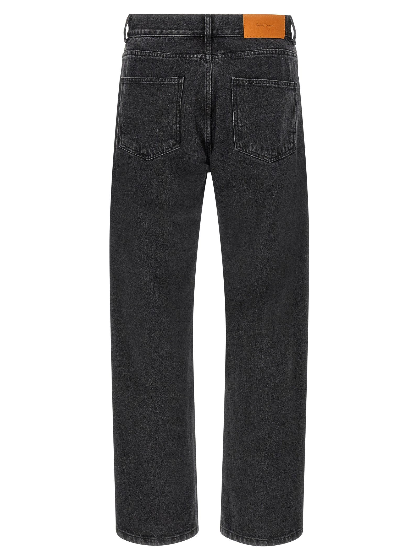 SECOND/LAYER Schwarze Baumwoll-Jeans mit geradem Bein