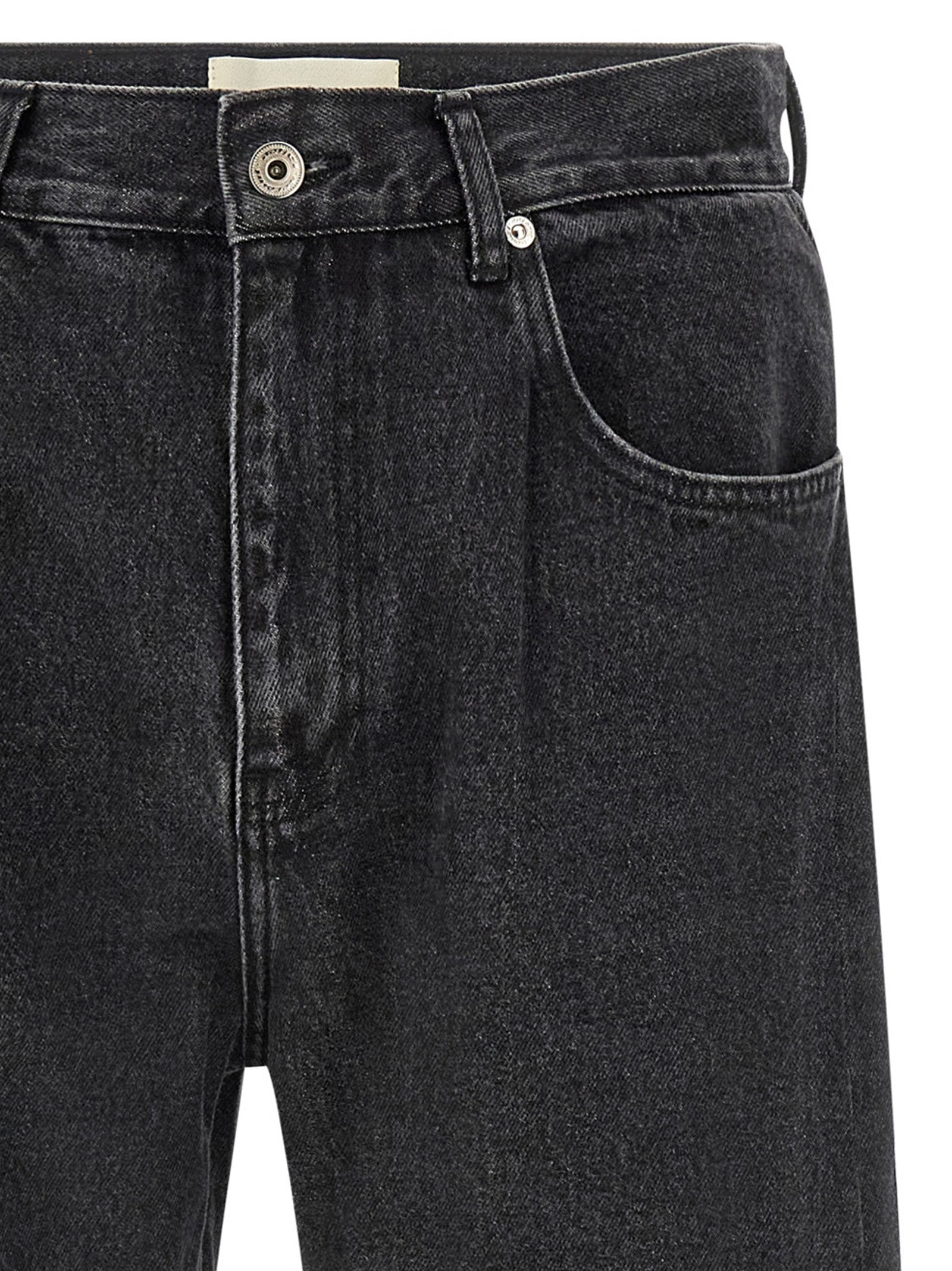 SECOND/LAYER Schwarze Baumwoll-Jeans mit geradem Bein