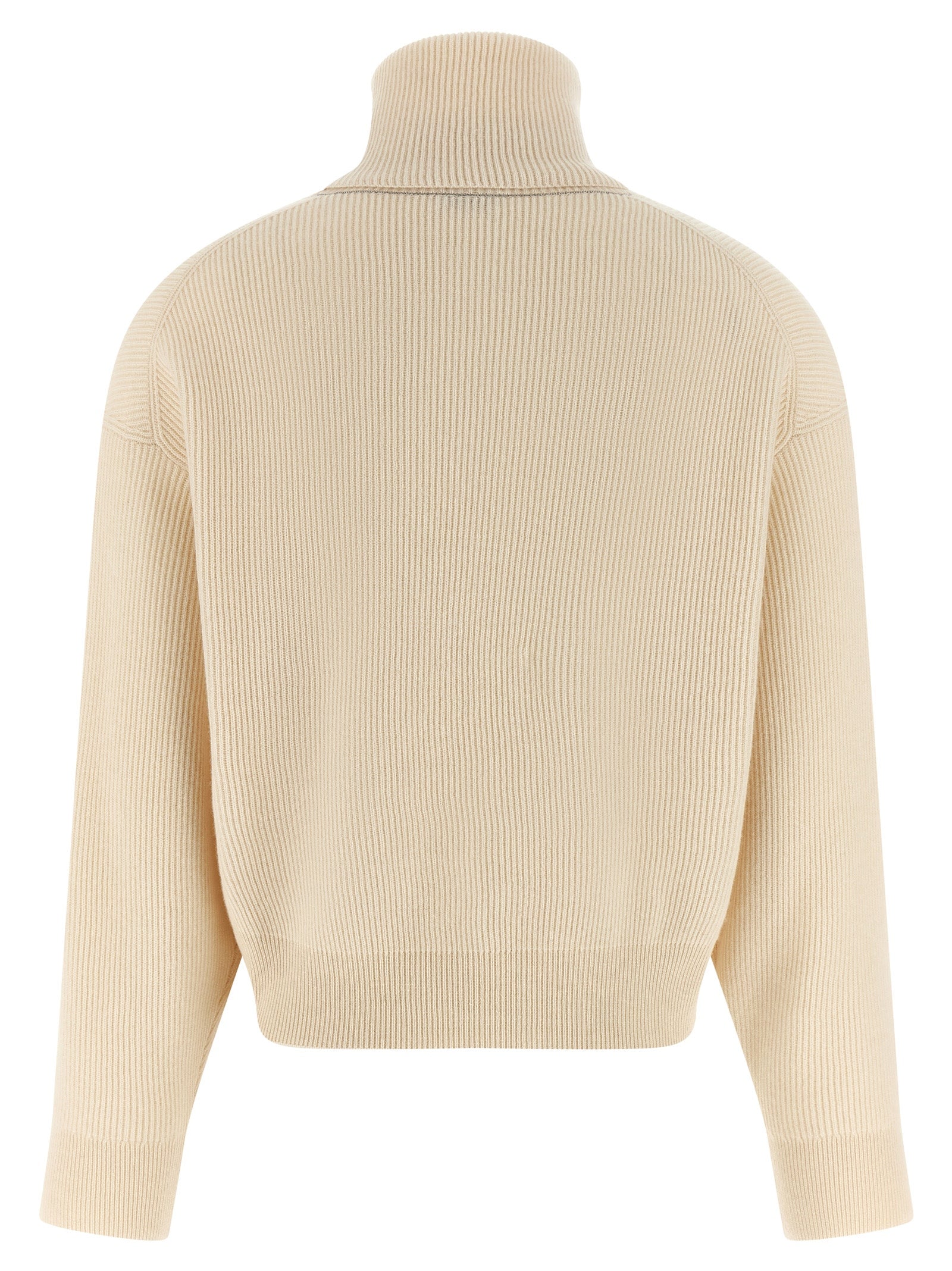 Brunello Cucinelli Weiße Strickjacke aus reiner Schurwolle
