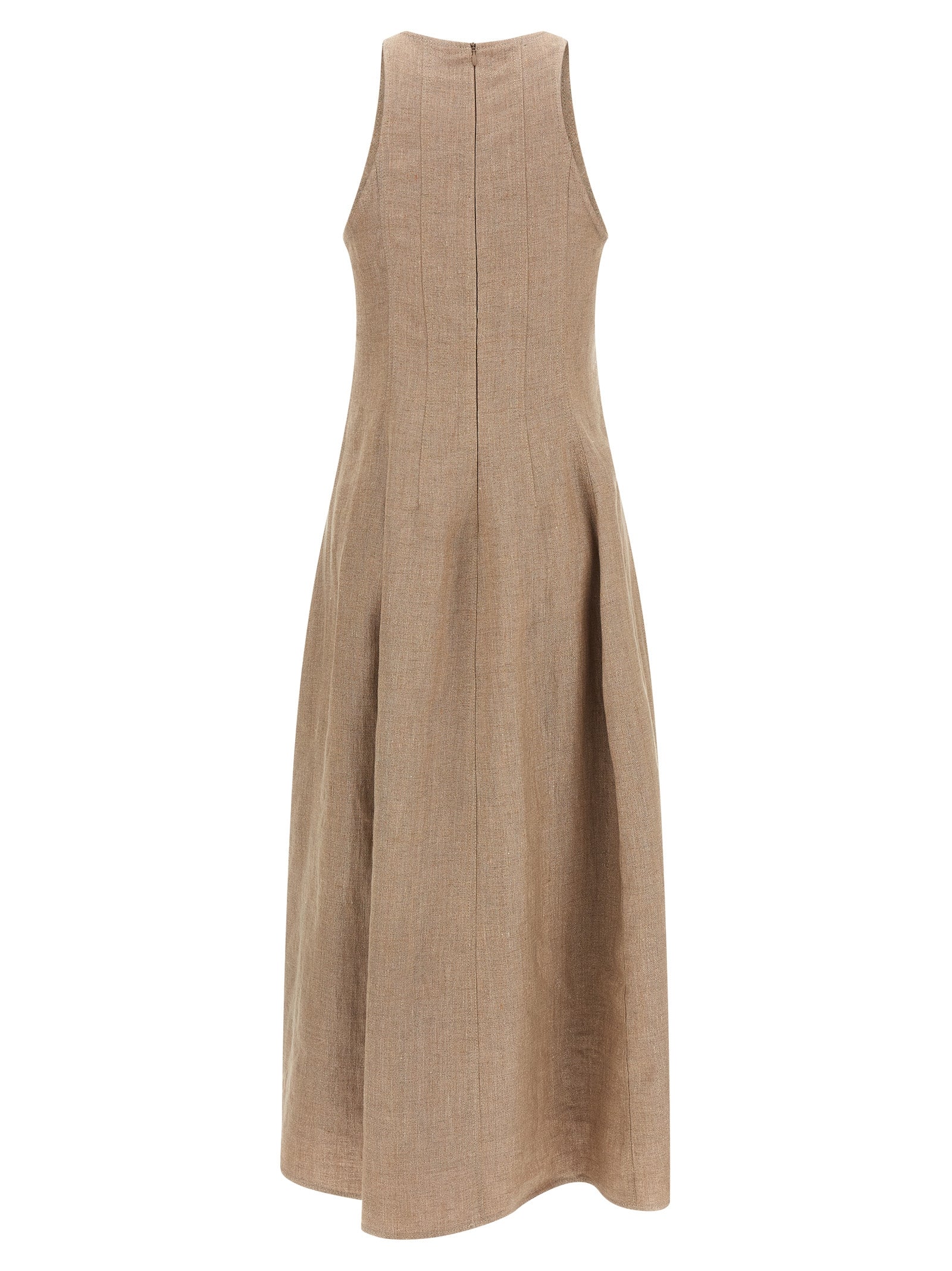 Brunello Cucinelli Langes beiges Leinenkleid