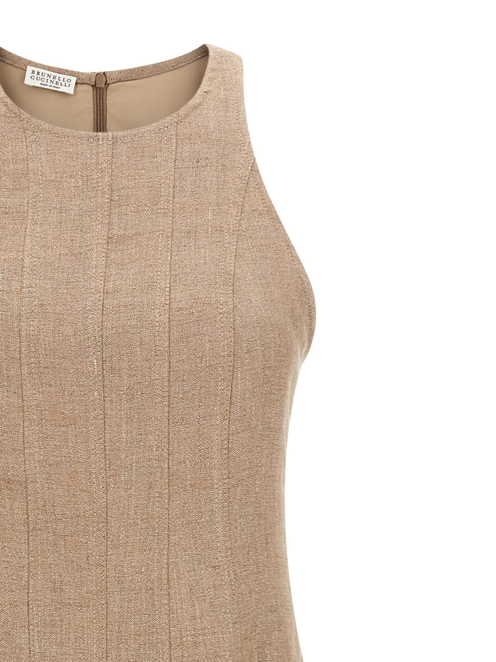 Brunello Cucinelli Langes beiges Leinenkleid