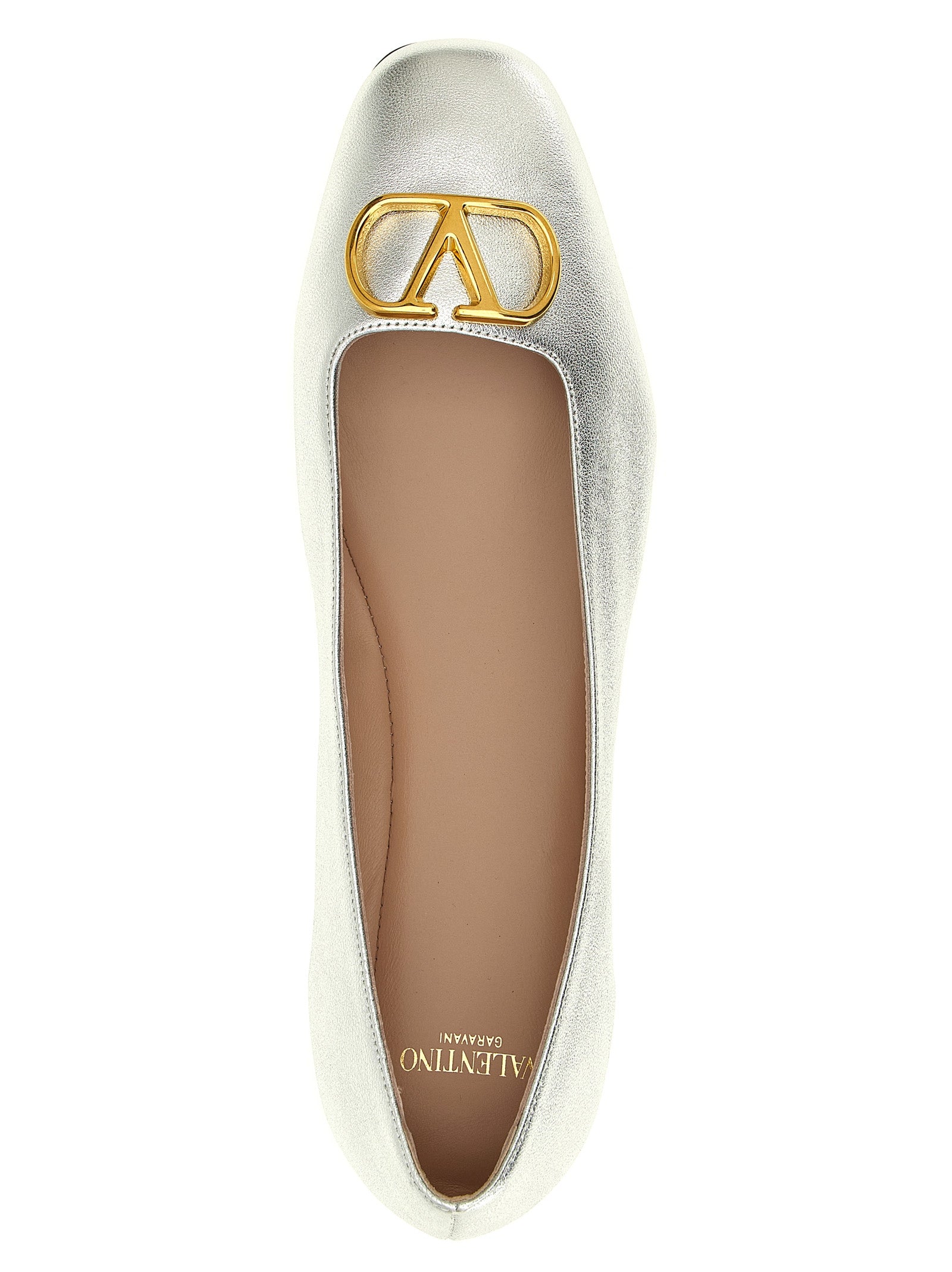 Valentino Garavani Ballerinas aus Lammleder in Silber