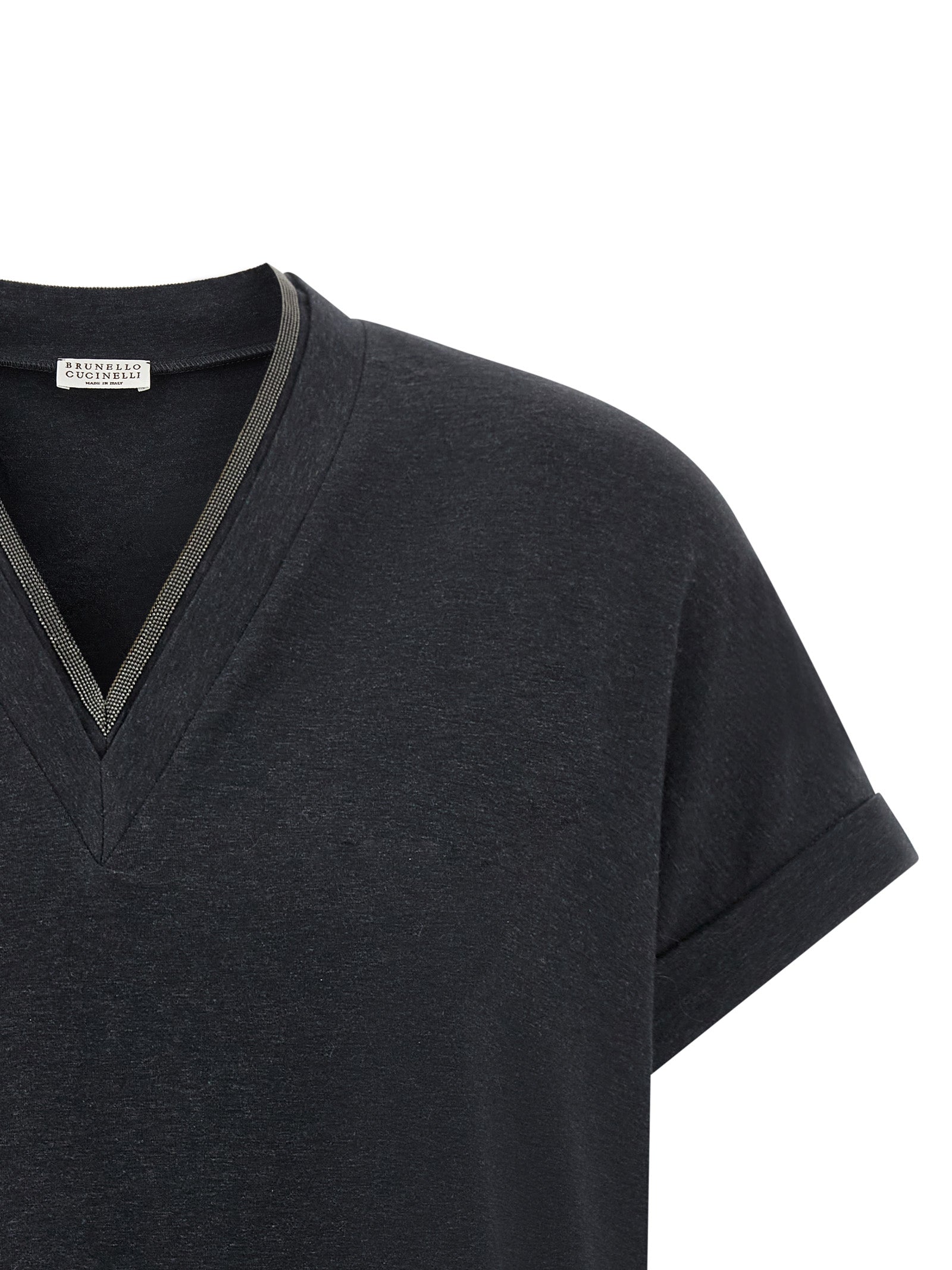 Brunello Cucinelli Graues Baumwoll-T-Shirt