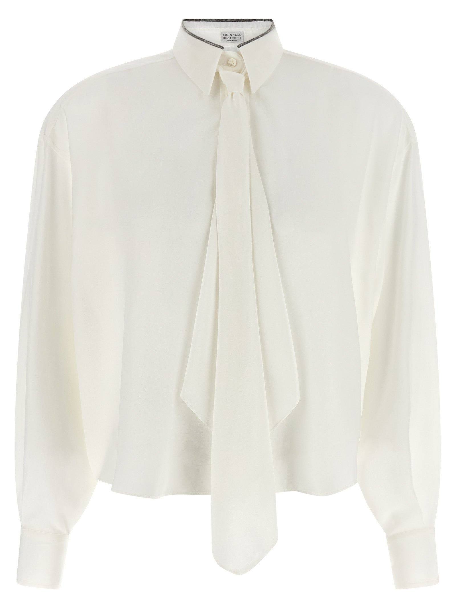 Brunello Cucinelli Seidenbluse in Weiß