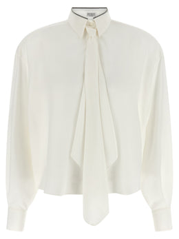 Brunello Cucinelli Seidenbluse in Weiß