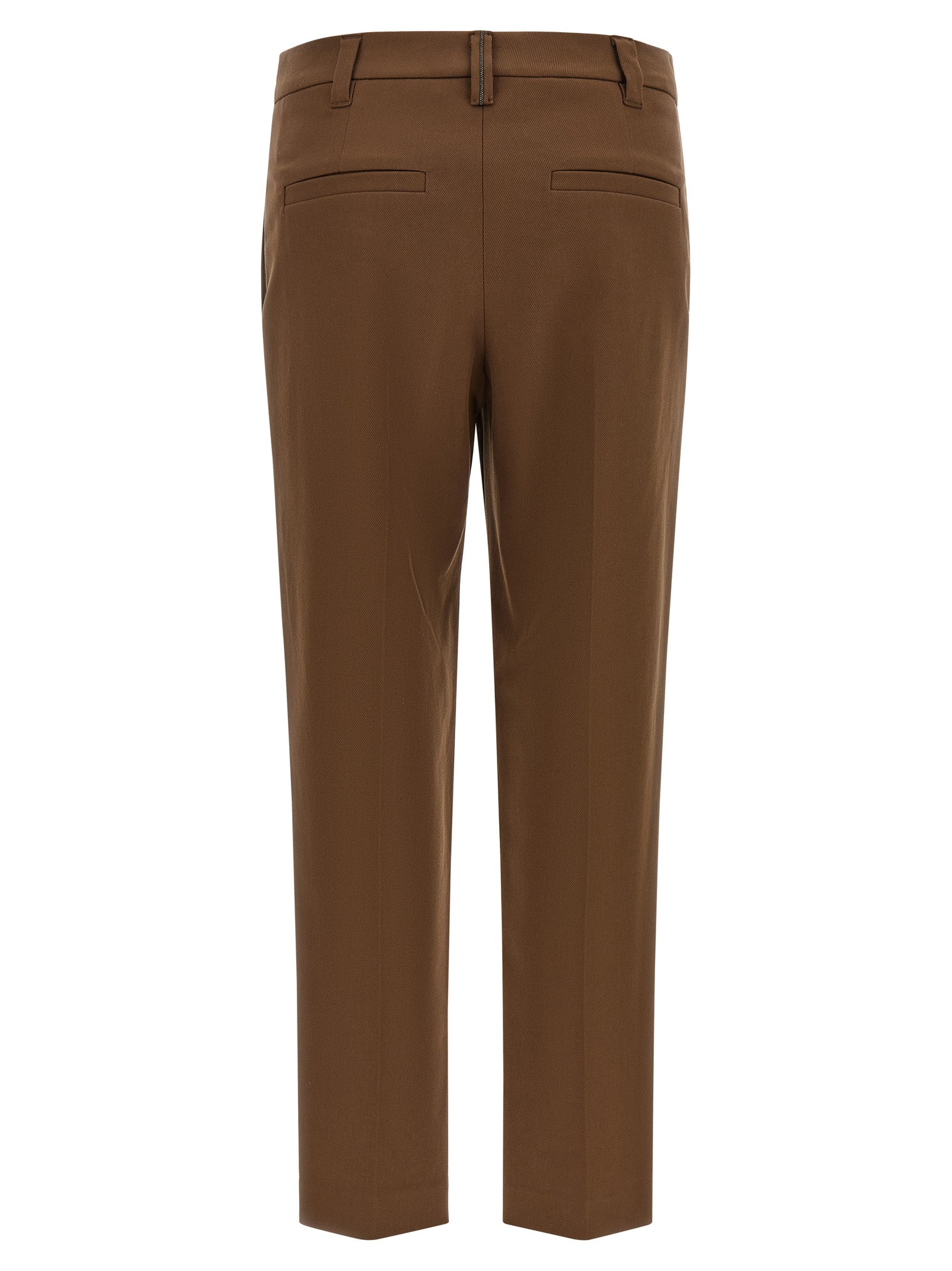 Brunello Cucinelli Braune Baumwoll-Cropped-Hose
