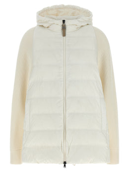 Brunello Cucinelli Weiße Polyester-Jacke in voller Länge