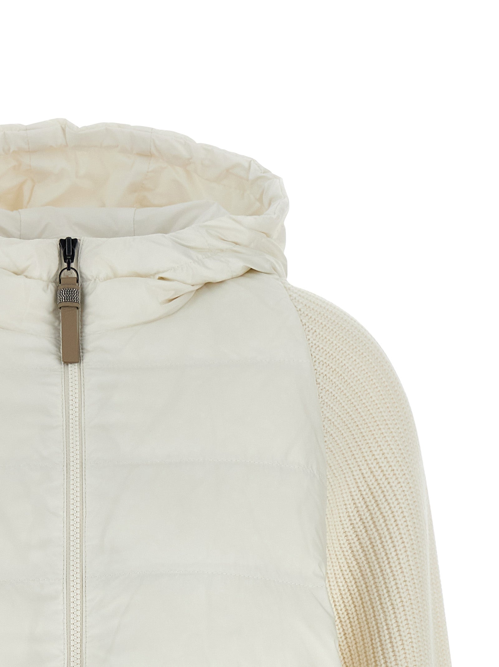Brunello Cucinelli Weiße Polyester-Jacke in voller Länge