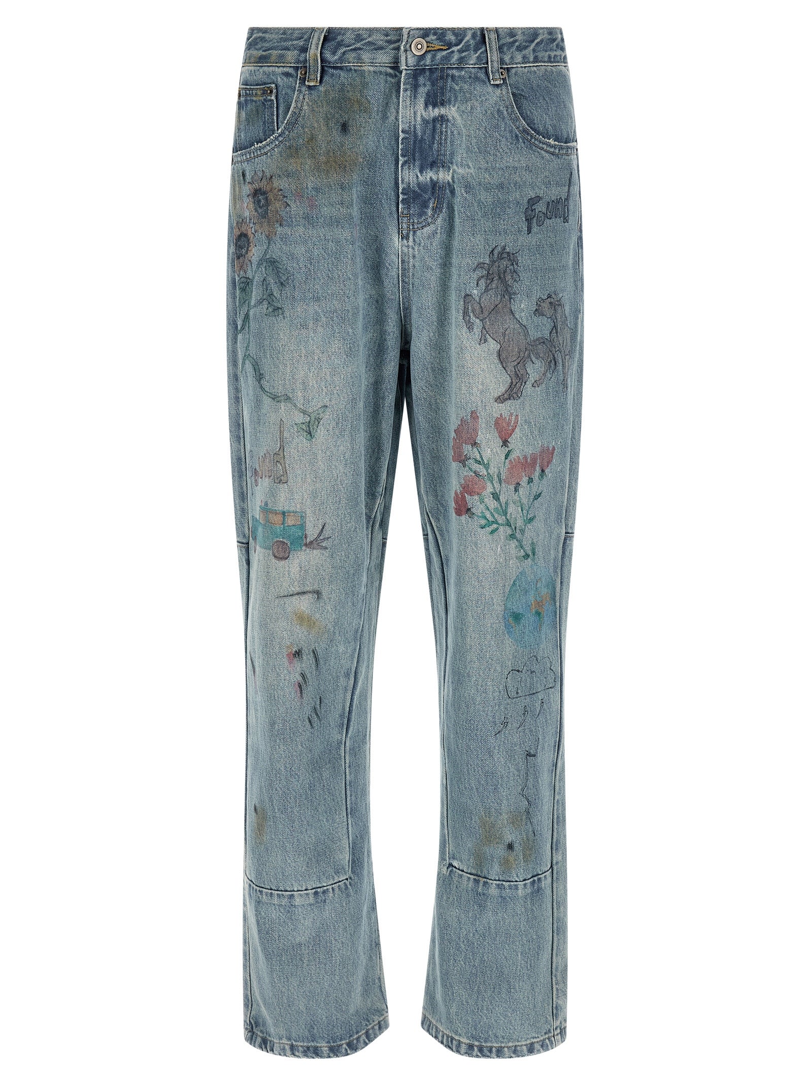 FOUND Blaue Jeans aus Baumwolle im geraden Schnitt