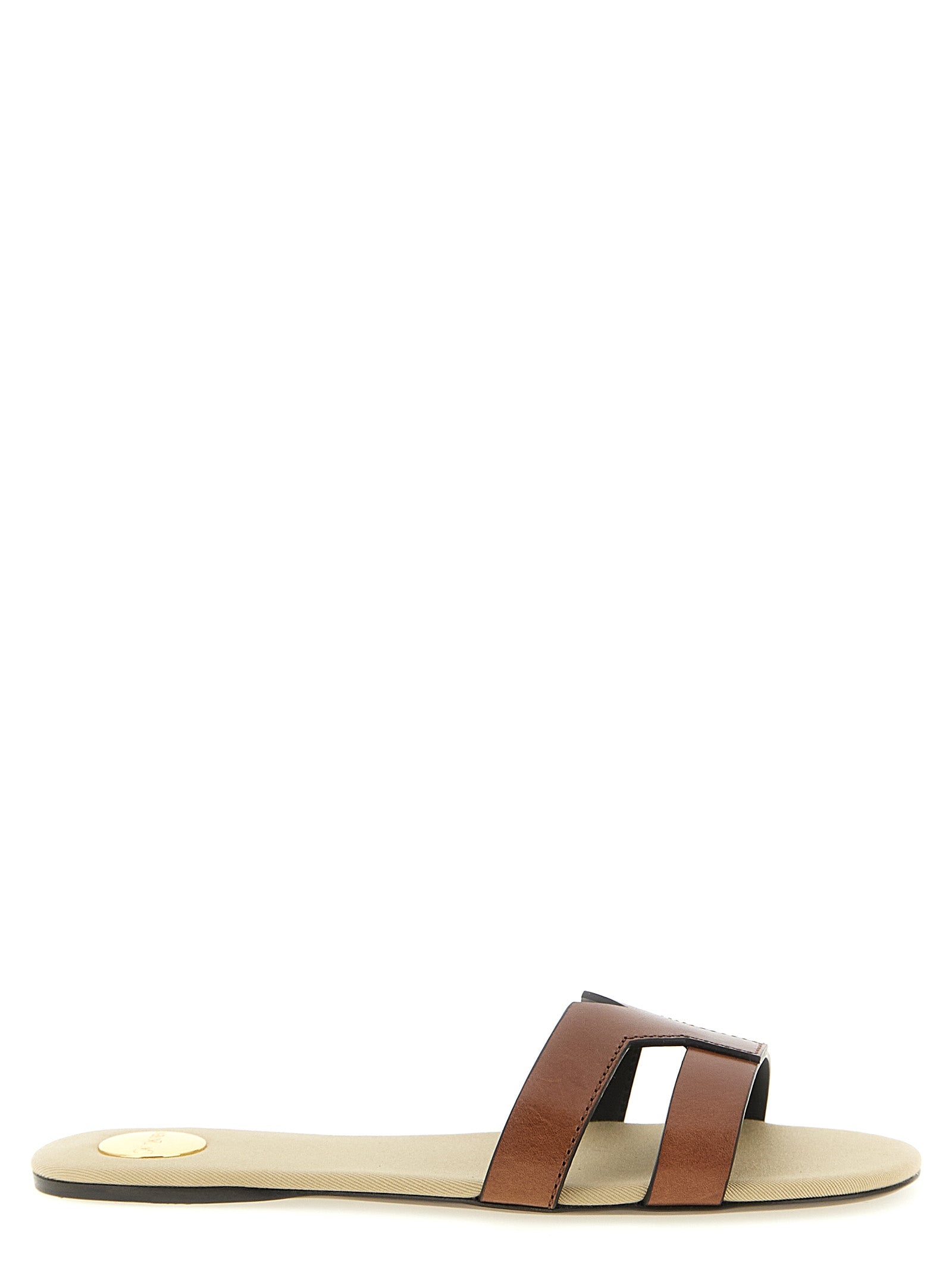 Saint Laurent Braune Kalbsleder-Slipper