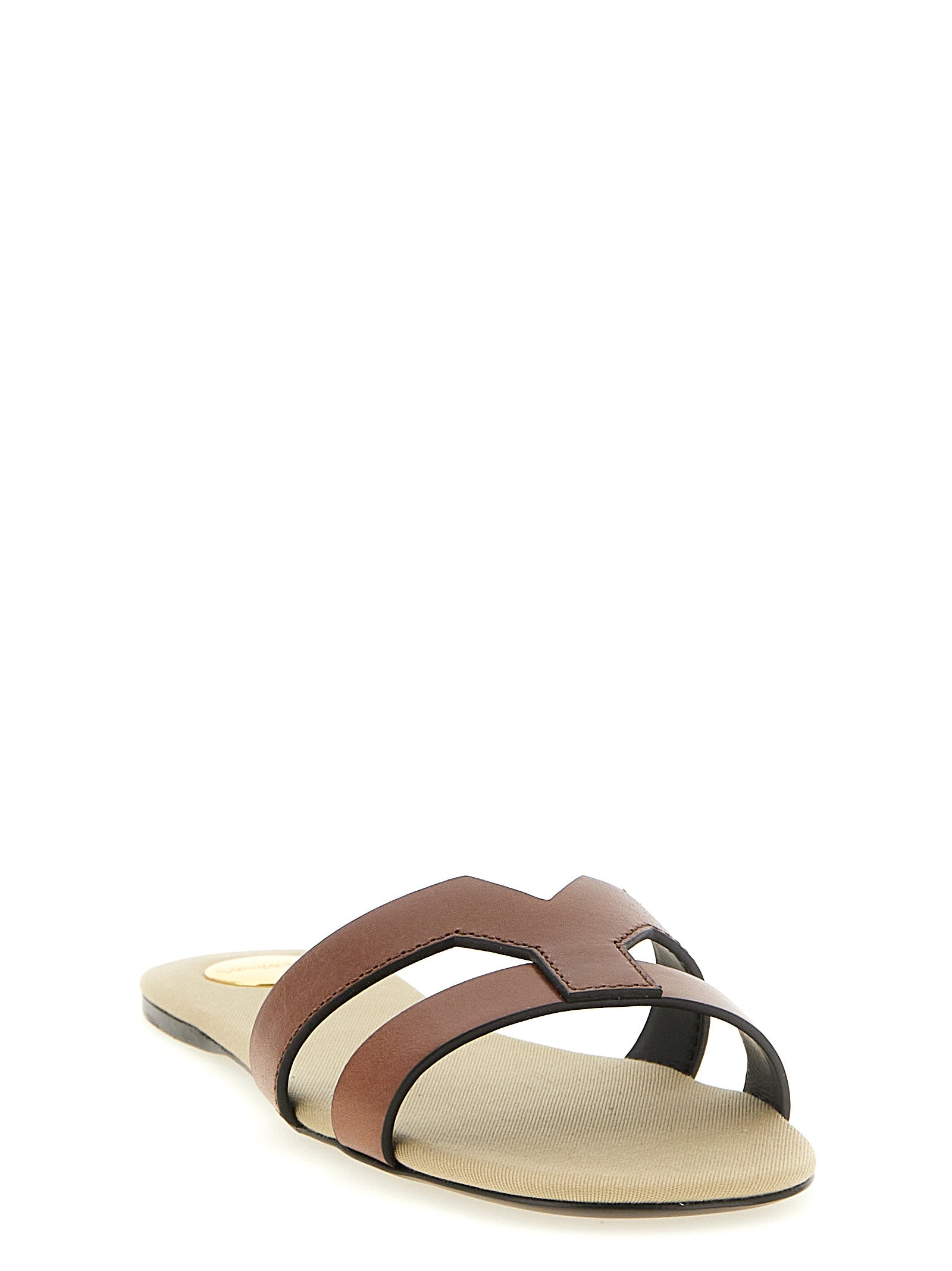 Saint Laurent Braune Kalbsleder-Slipper