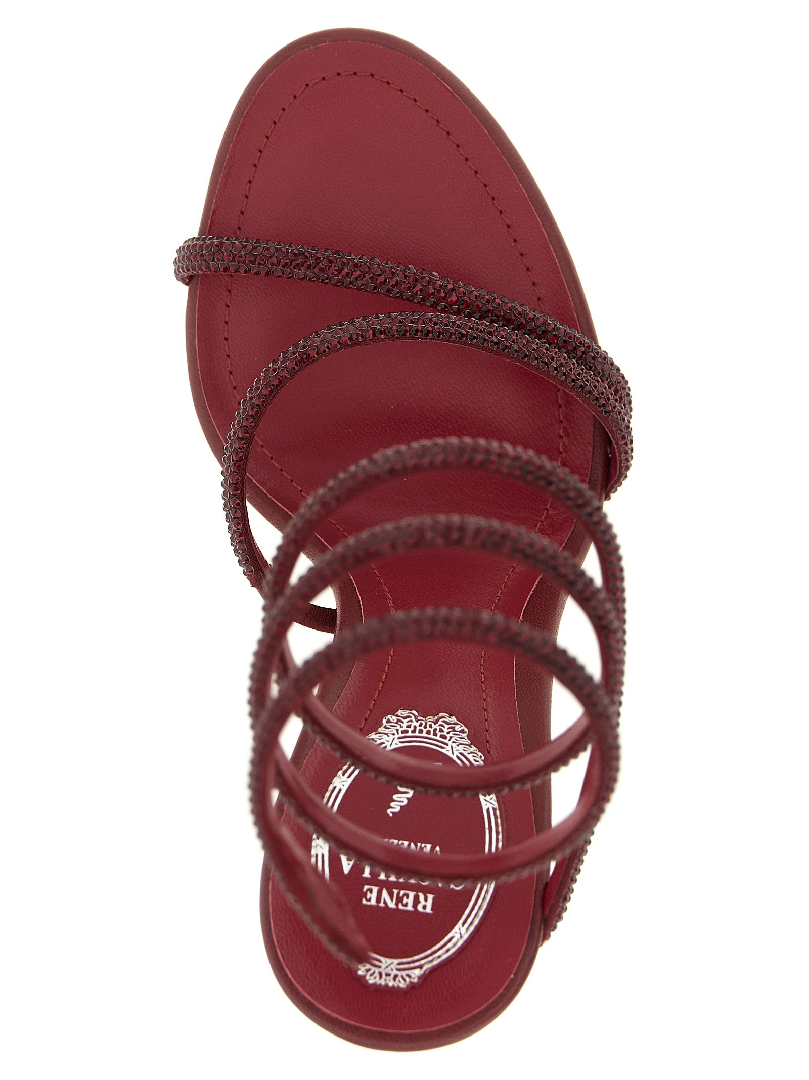 RENE CAOVILLA Bordeaux Viskose Stiletto-Sandalen