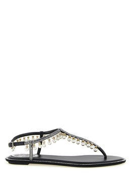 RENE CAOVILLA Zweifarbige flache Sandalen aus Viskose
