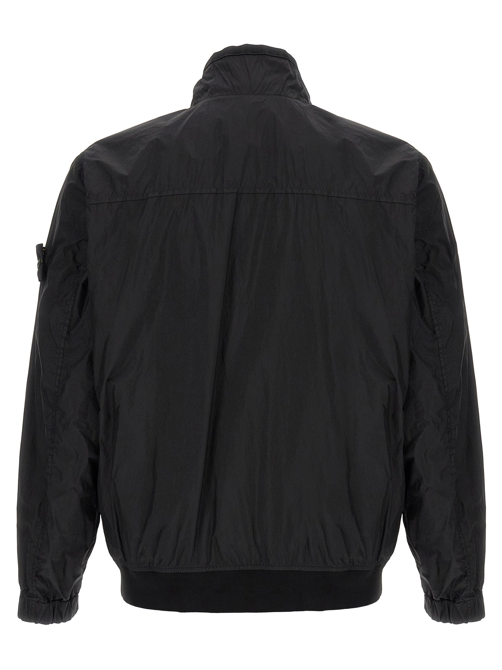 Stone Island Schwarze Polyamid-Jacke in voller Länge