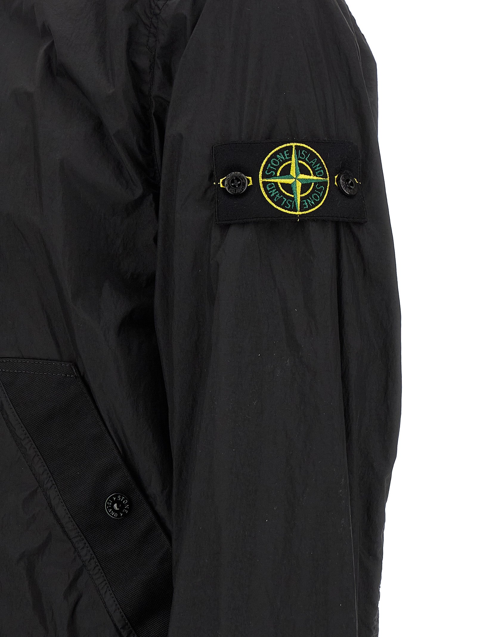 Stone Island Schwarze Polyamid-Jacke in voller Länge