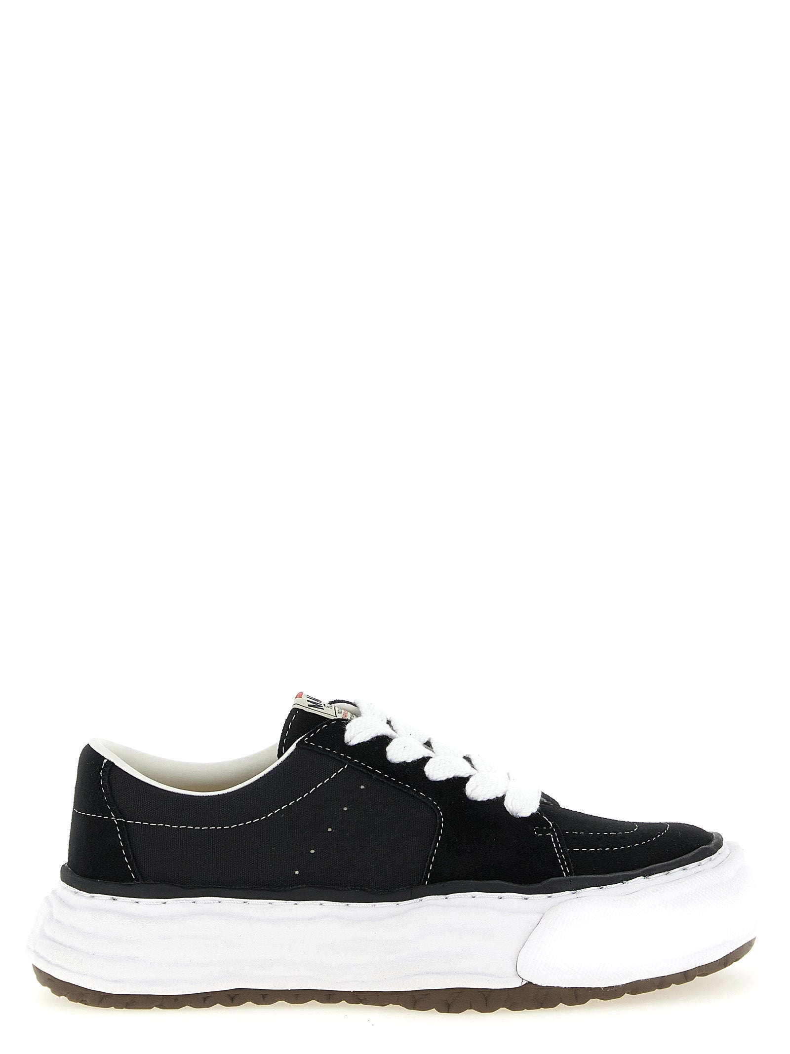 Maison Mihara Yasuhiro Schwarze Plateau-Sneaker aus Rindsleder