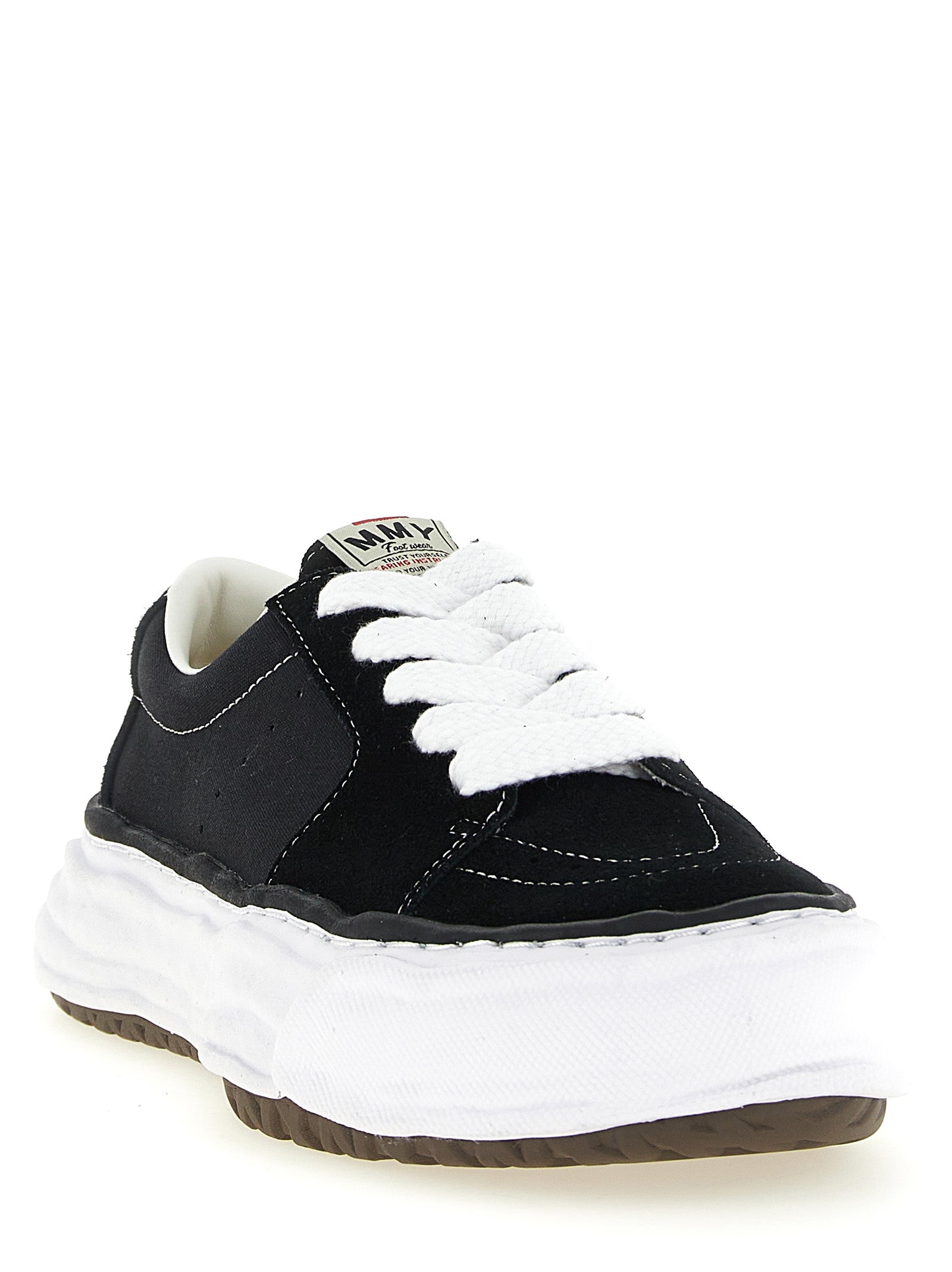 Maison Mihara Yasuhiro Schwarze Plateau-Sneaker aus Rindsleder