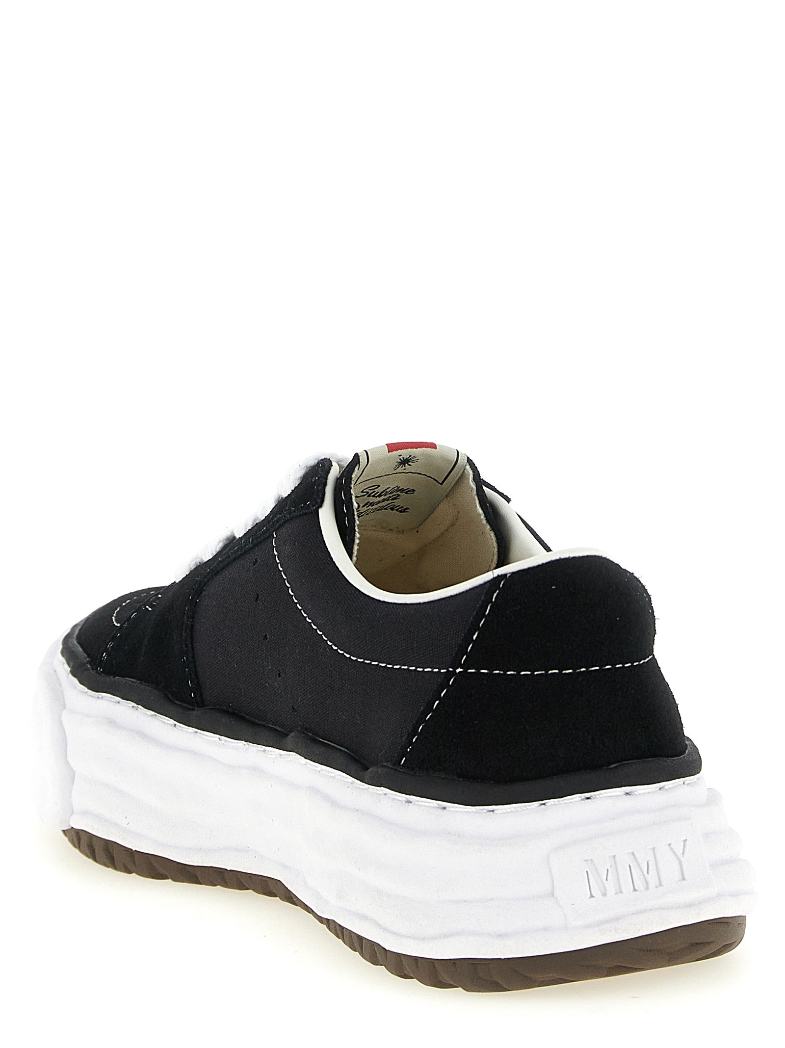 Maison Mihara Yasuhiro Schwarze Plateau-Sneaker aus Rindsleder