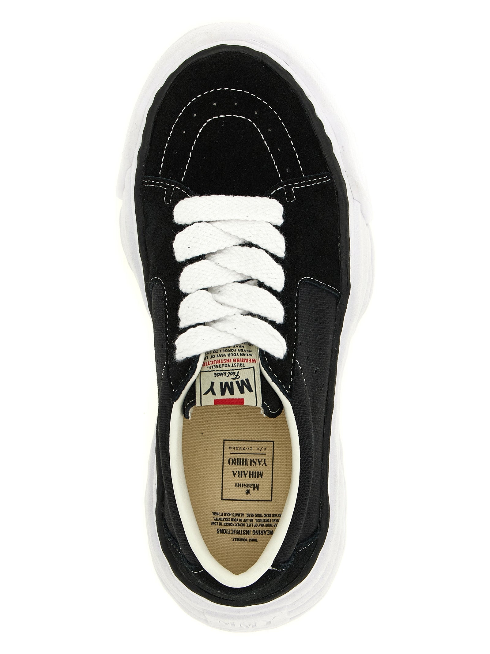 Maison Mihara Yasuhiro Schwarze Plateau-Sneaker aus Rindsleder