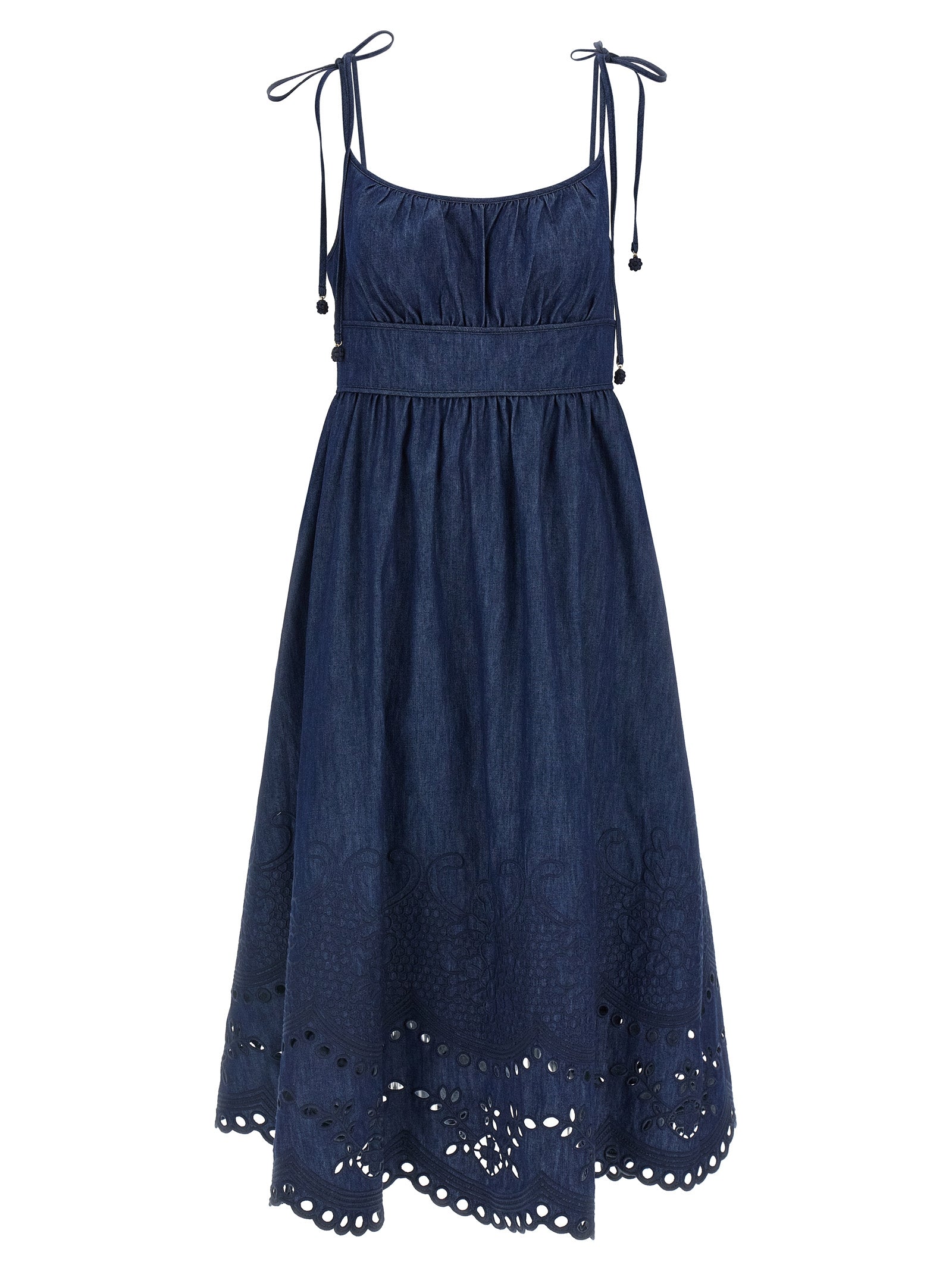 Zimmermann Blaues Baumwoll-Midikleid