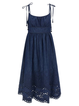 Zimmermann Blaues Baumwoll-Midikleid