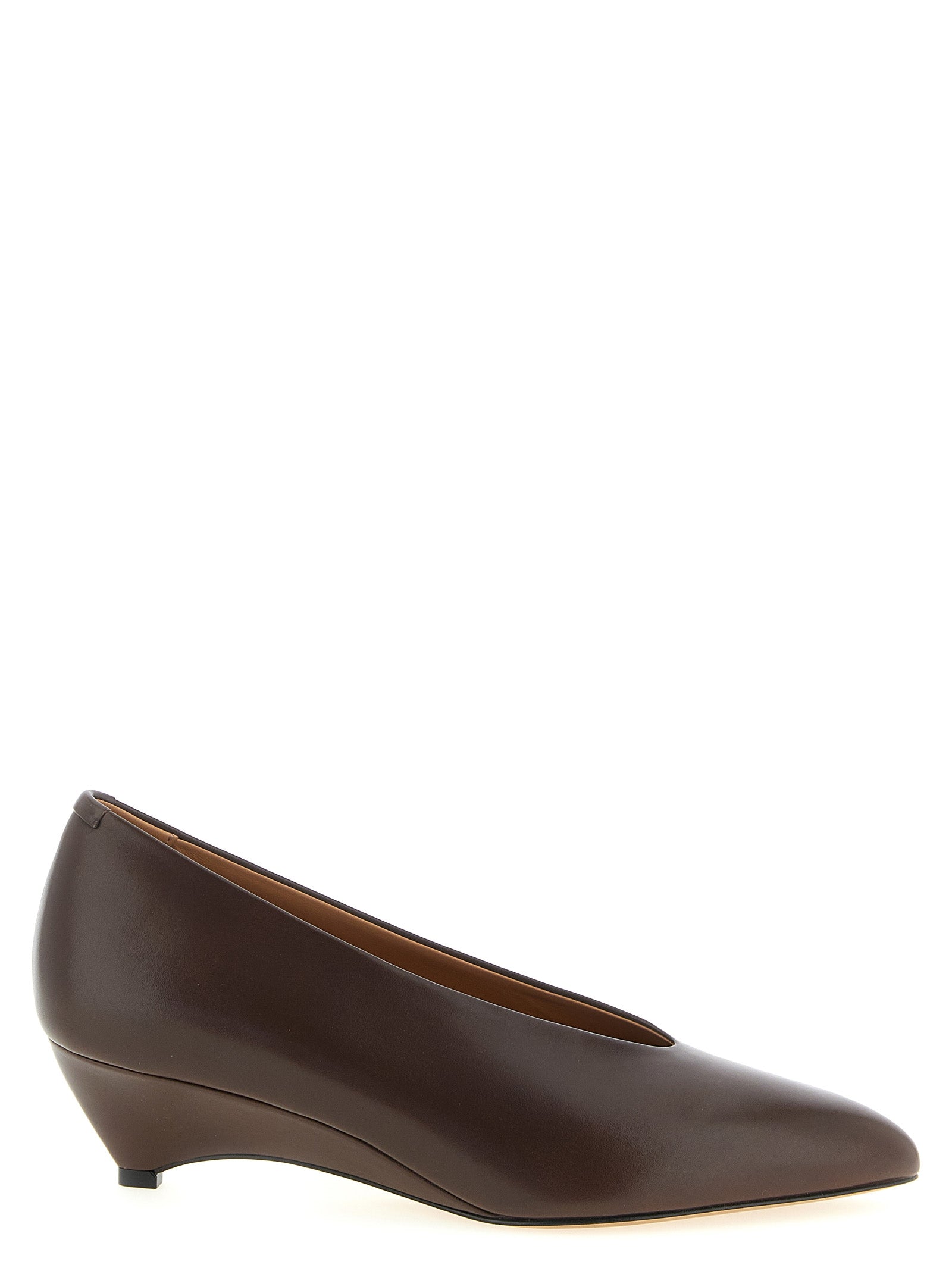 Jil Sander Braune Pumps aus Kalbsleder mit mittlerem Absatz