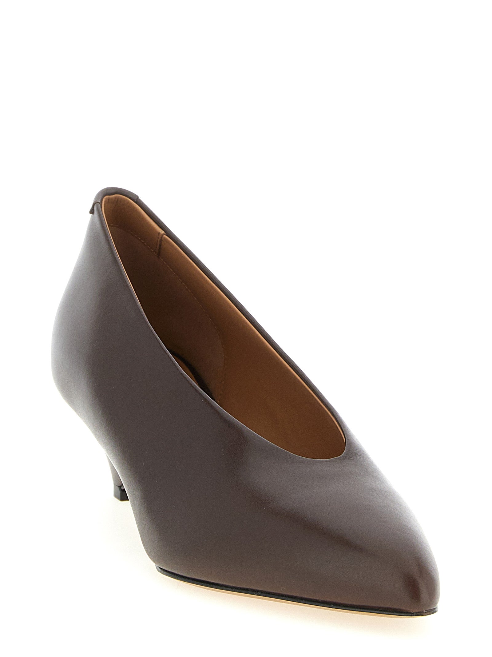 Jil Sander Braune Pumps aus Kalbsleder mit mittlerem Absatz