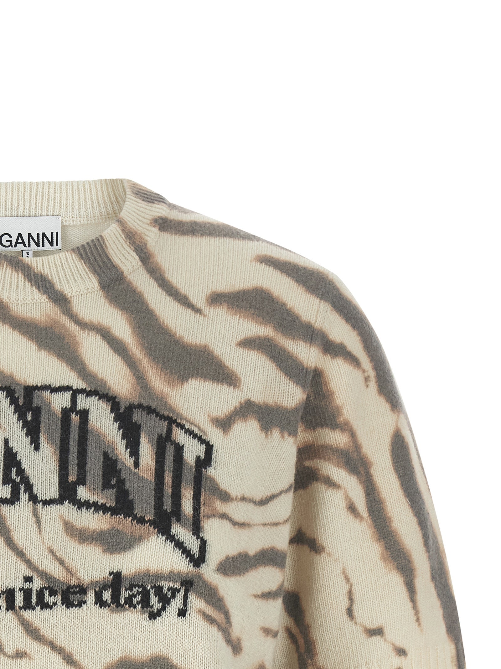 Ganni Mehrfarbige Wollstrickjacke