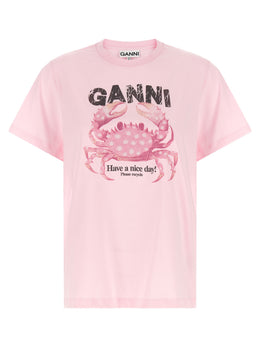 Ganni Mehrfarbiges Bio-Baumwoll-T-Shirt