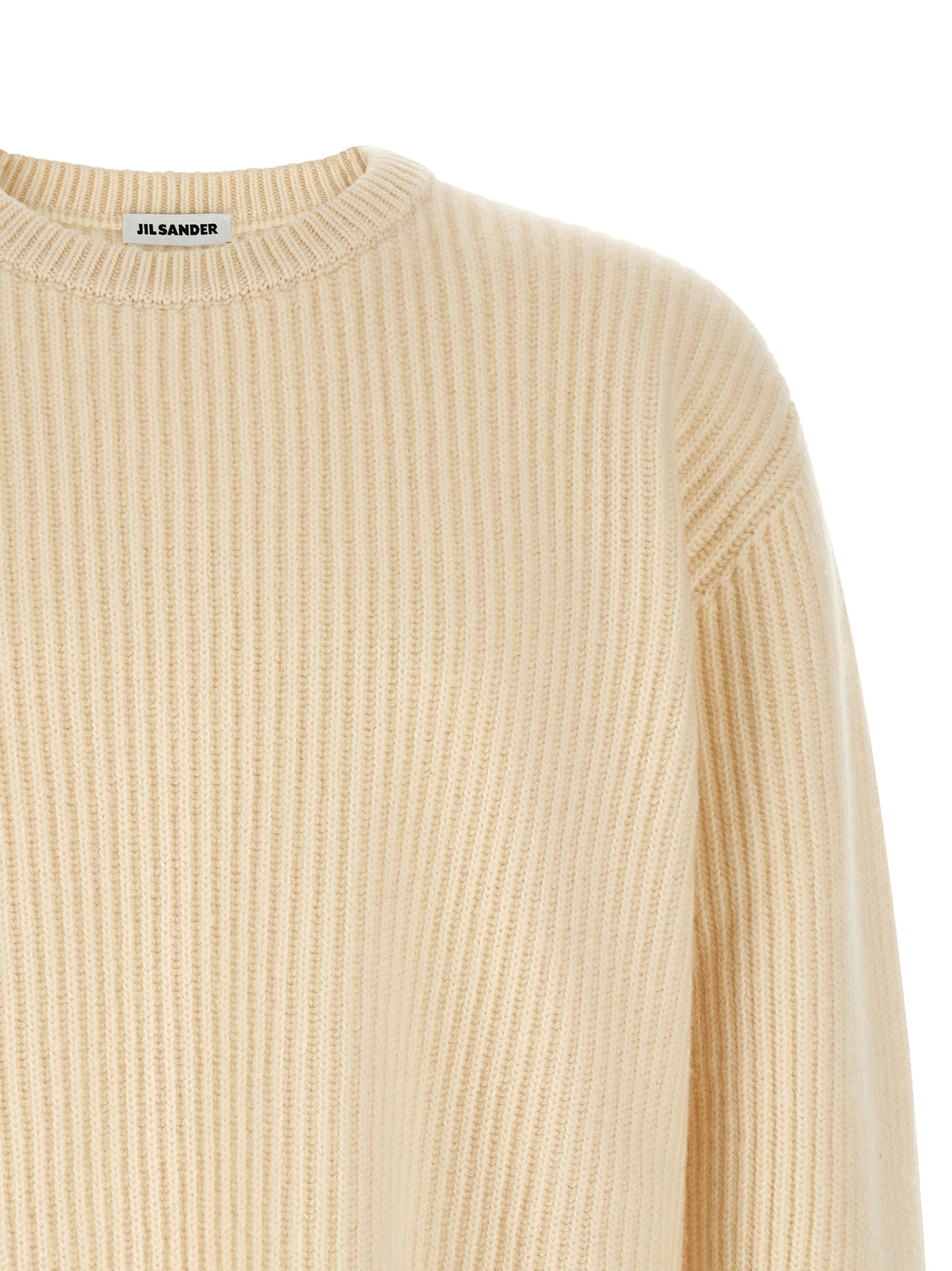 Jil Sander Weiße Wollstrickjacke