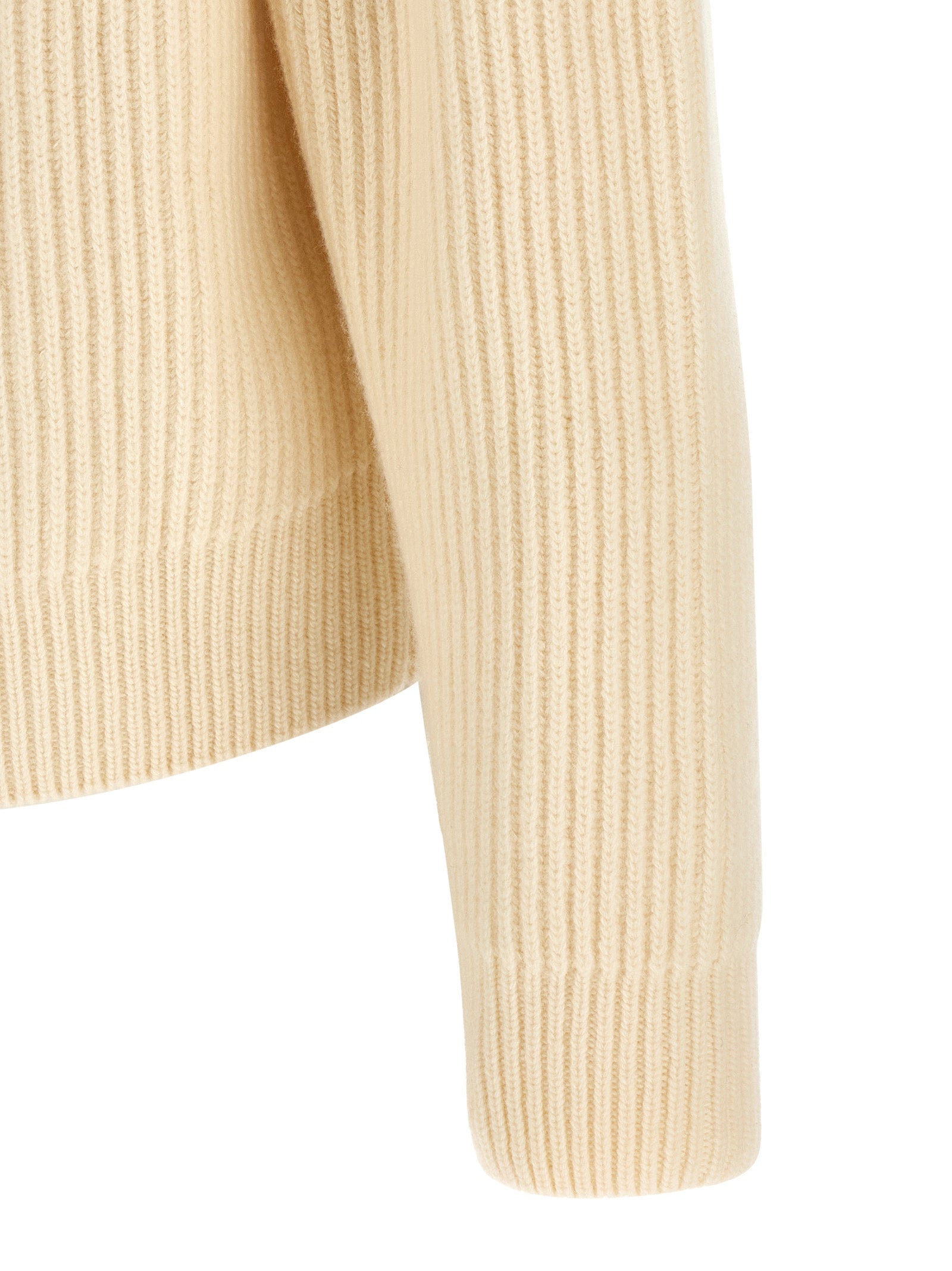Jil Sander Weiße Wollstrickjacke