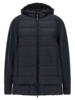 Brunello Cucinelli Blaue Polyester-Jacke in voller Länge