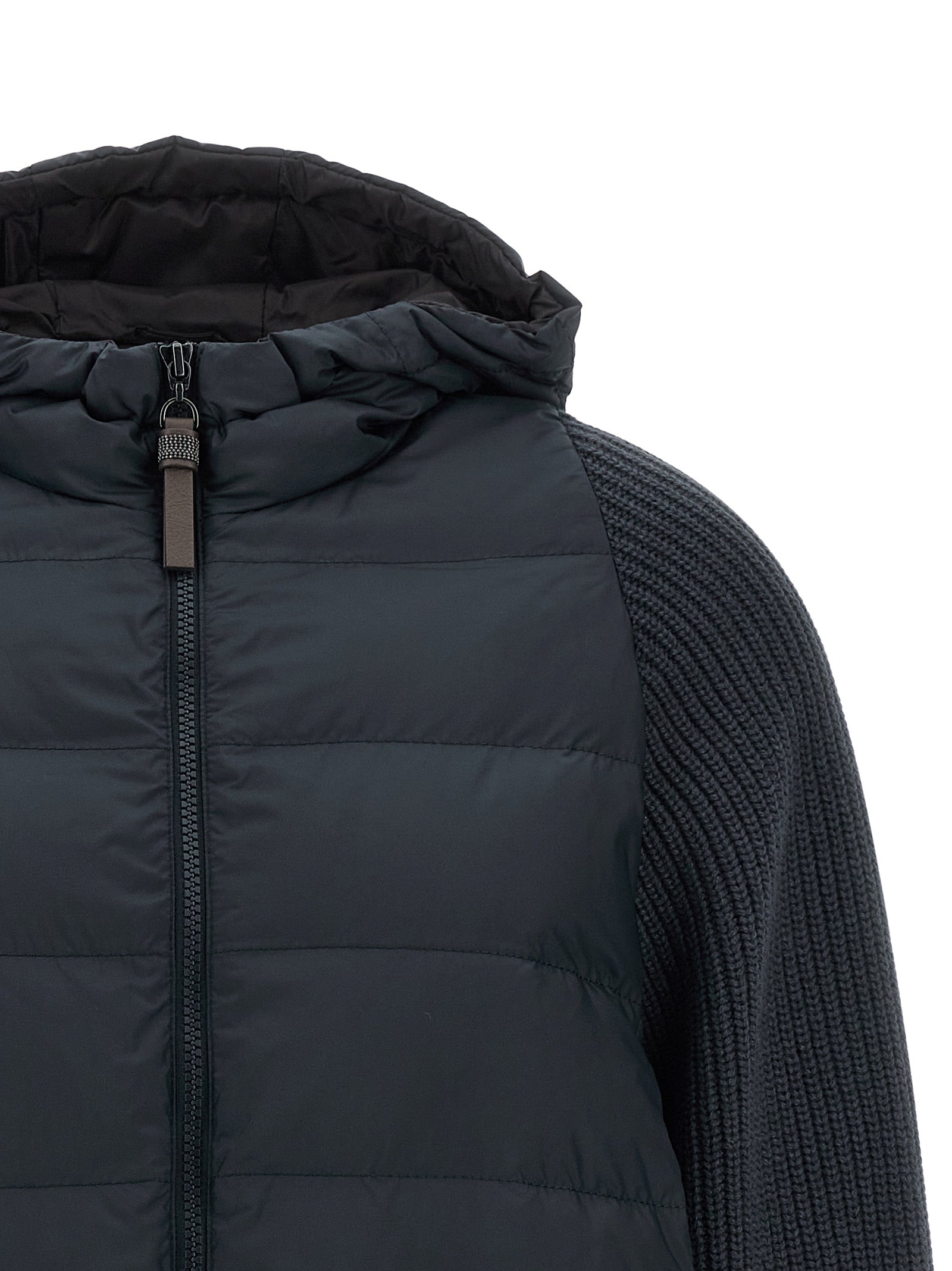 Brunello Cucinelli Blaue Polyester-Jacke in voller Länge