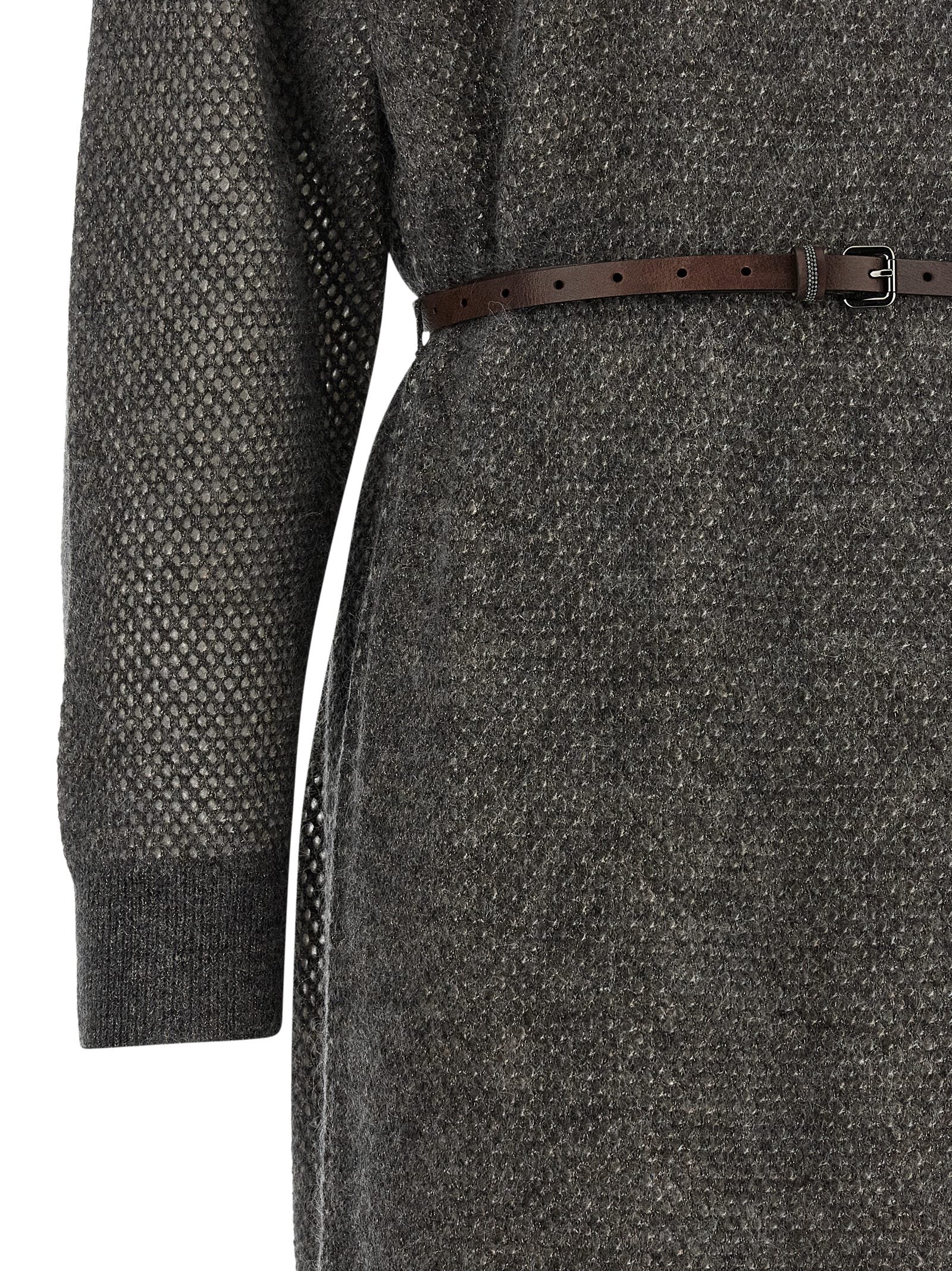 Brunello Cucinelli Graues Wollkleid Midi