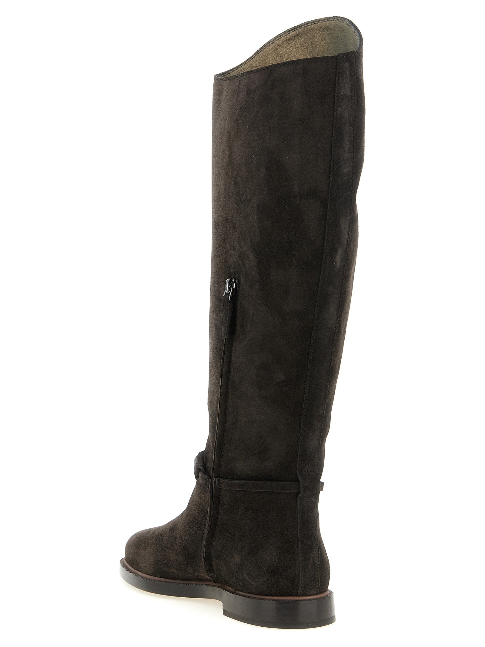 Brunello Cucinelli Schwarzes Kalbsleder Over-the-Knee