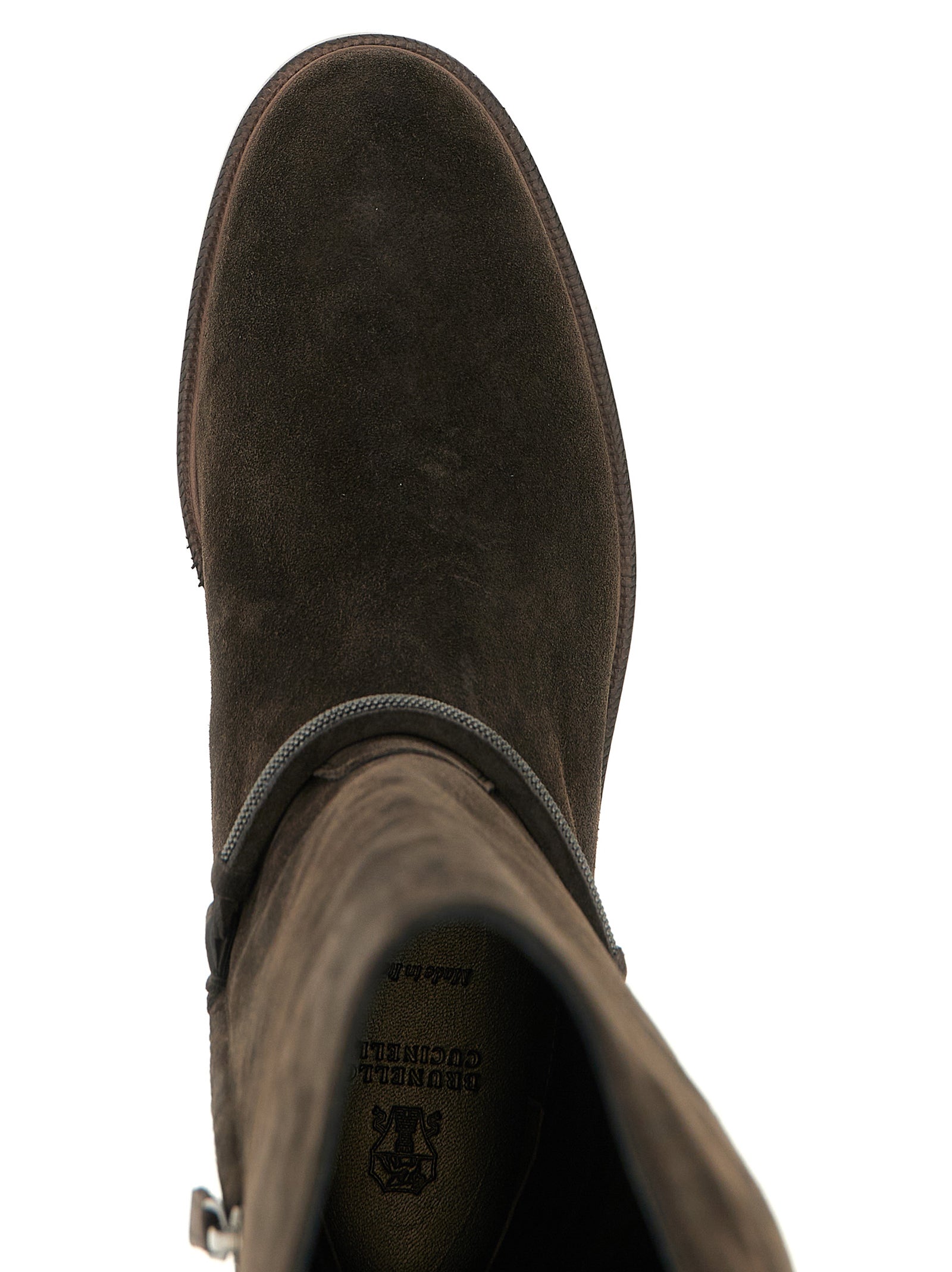 Brunello Cucinelli Schwarzes Kalbsleder Over-the-Knee