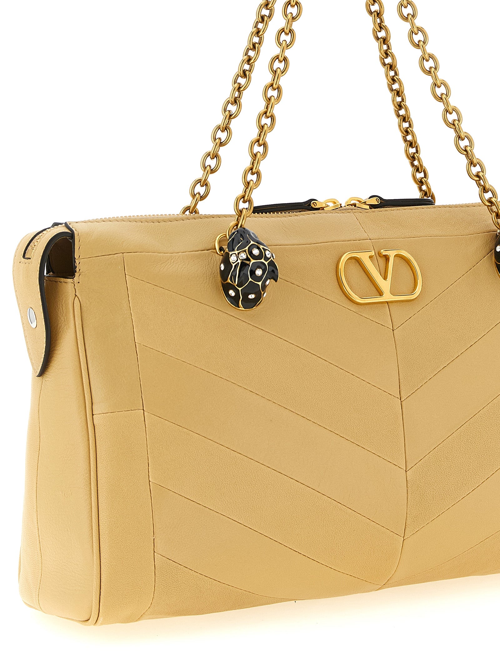 Valentino Garavani Beige Lammleder-Schultertasche