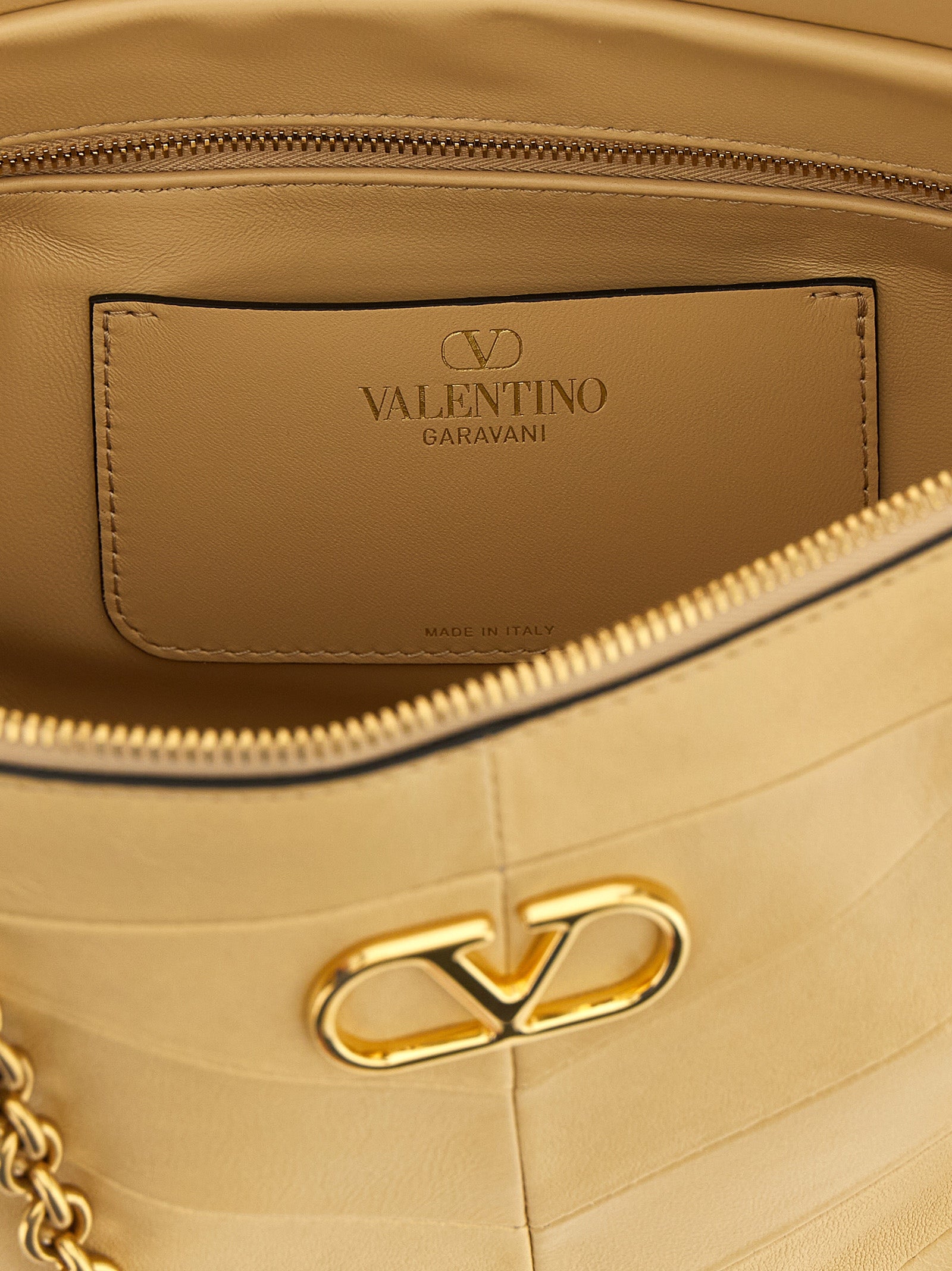 Valentino Garavani Beige Lammleder-Schultertasche