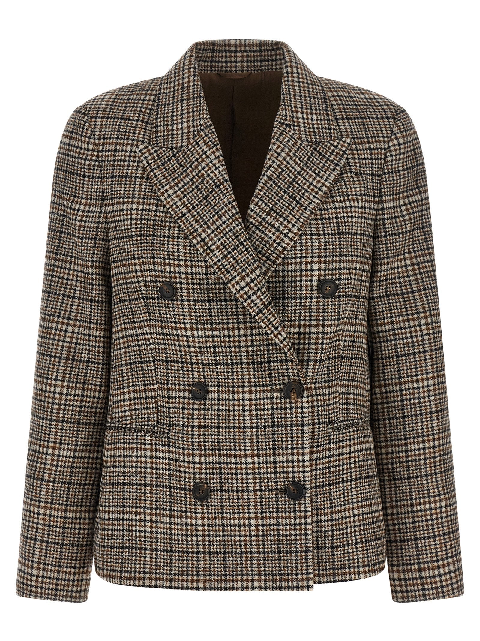 Brunello Cucinelli Beige Alpaka Leder Blazer
